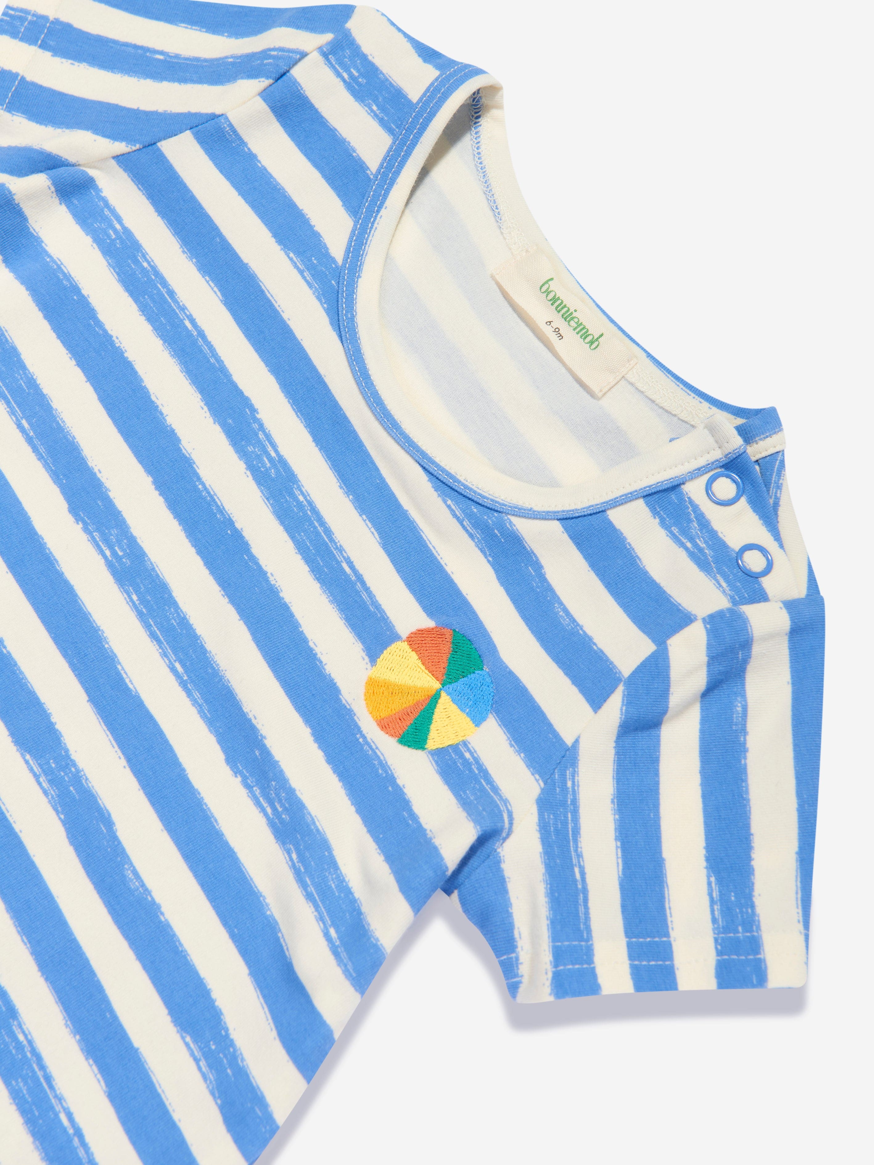 The Bonnie Mob Baby Boys Cockle Striped Romper in Blue