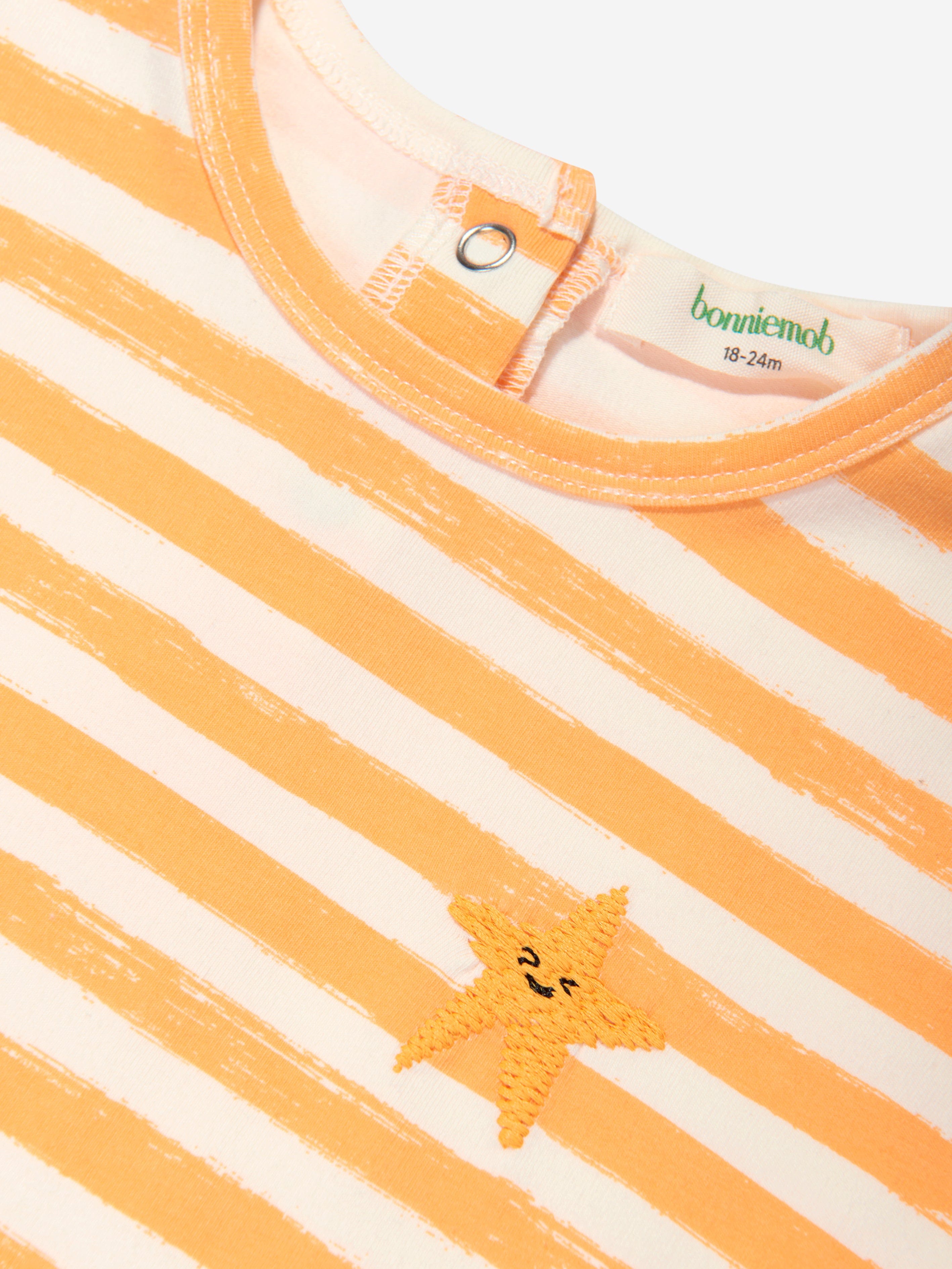 The Bonnie Mob Kids Cruz Striped T-Shirt in Orange