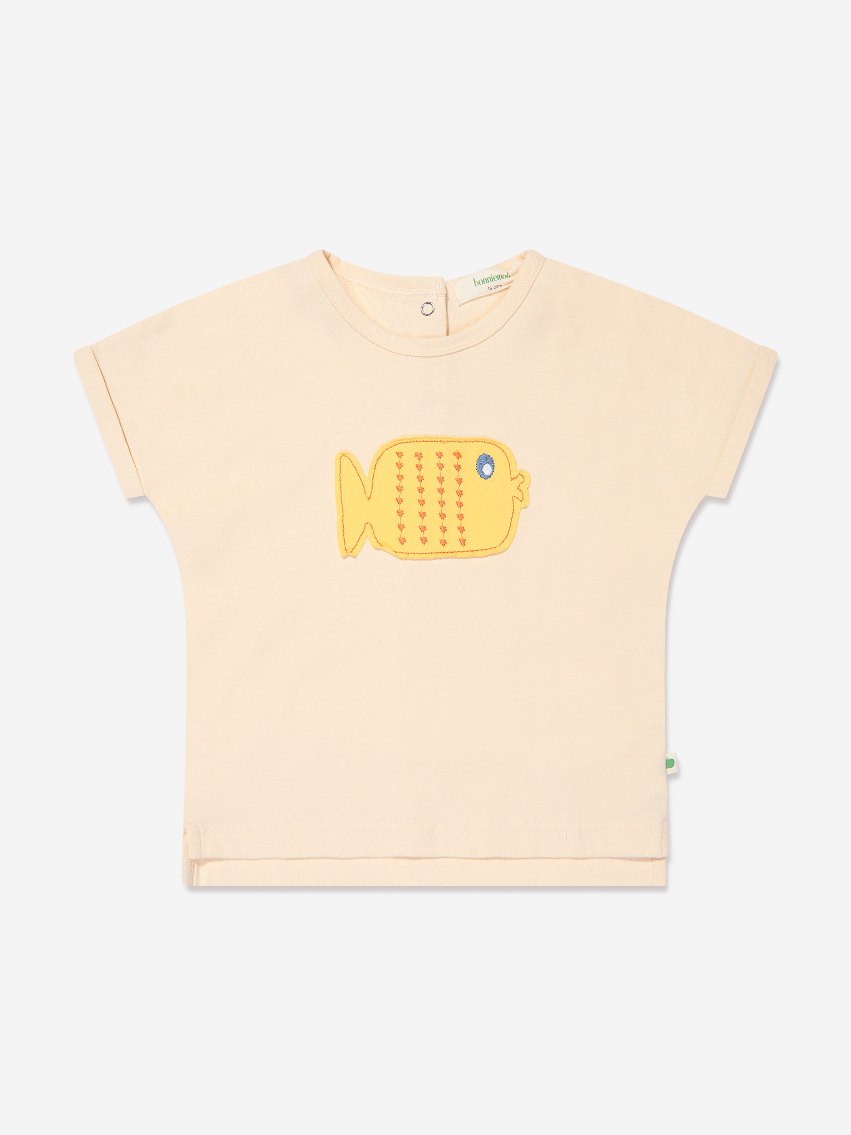 The Bonnie Mob Kids Fish Applique T-Shirt in Ivory