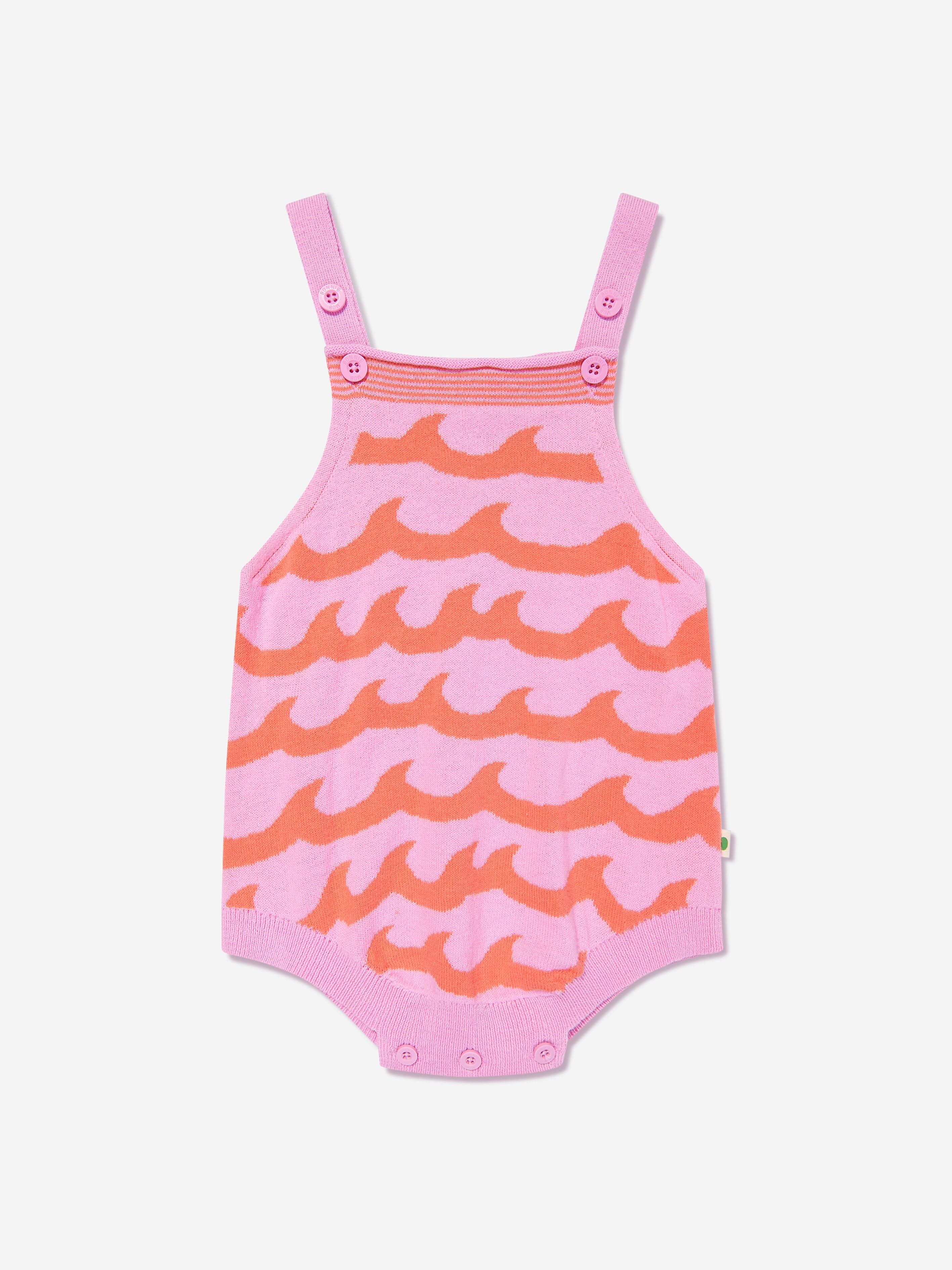 The Bonnie Mob Baby Girls Gull Waves Romper in Pink