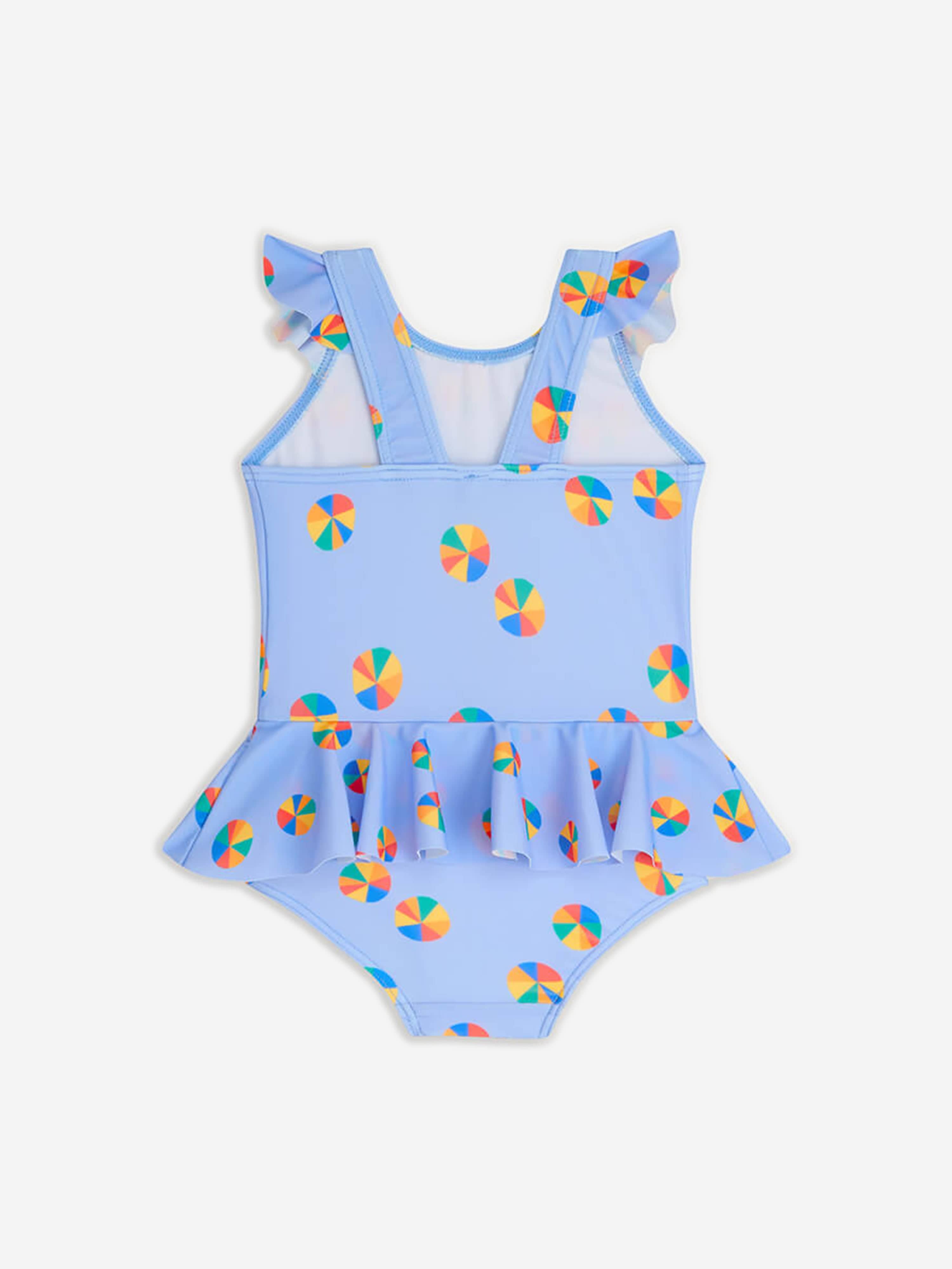 The Bonnie Mob Girls Beach Ball Frill Swimsuit in Blue