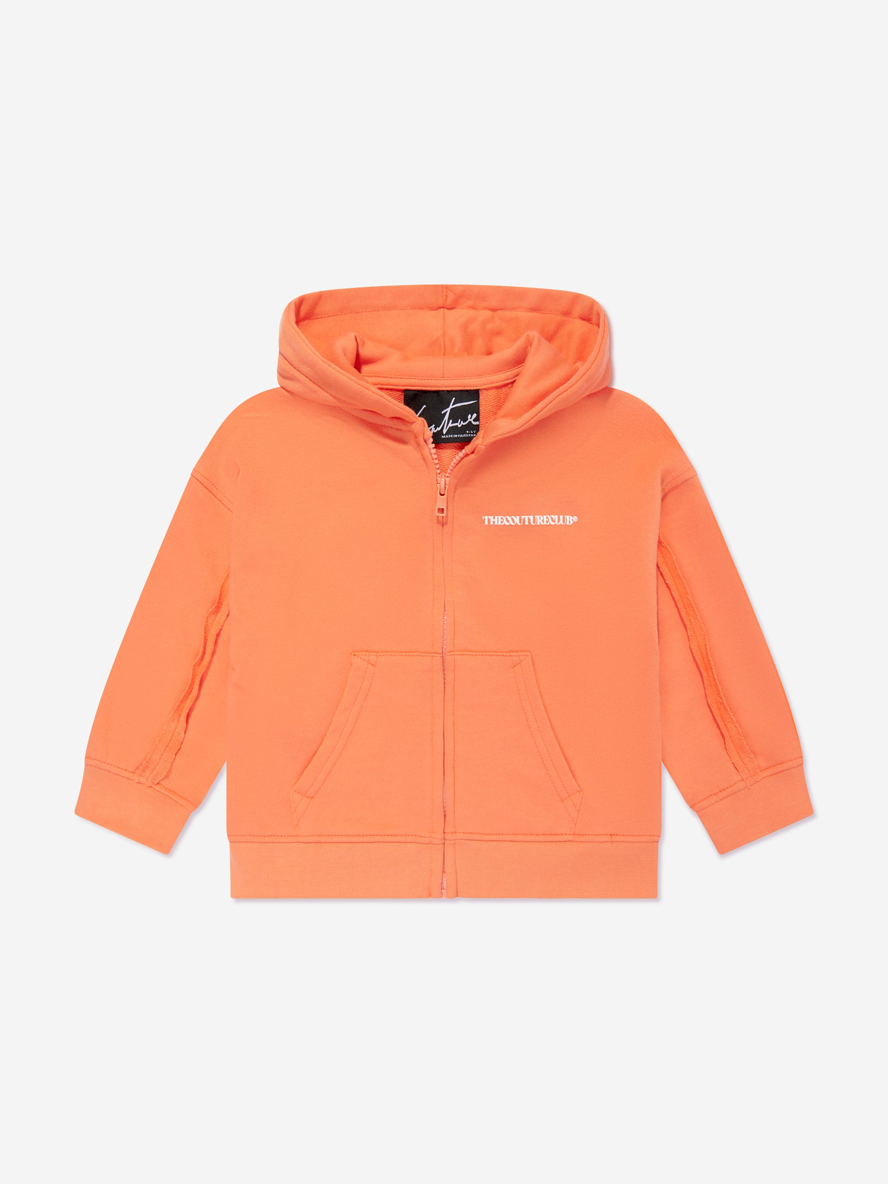 The Couture Club Kids Raw Seam Members Only Zip Up in Orange