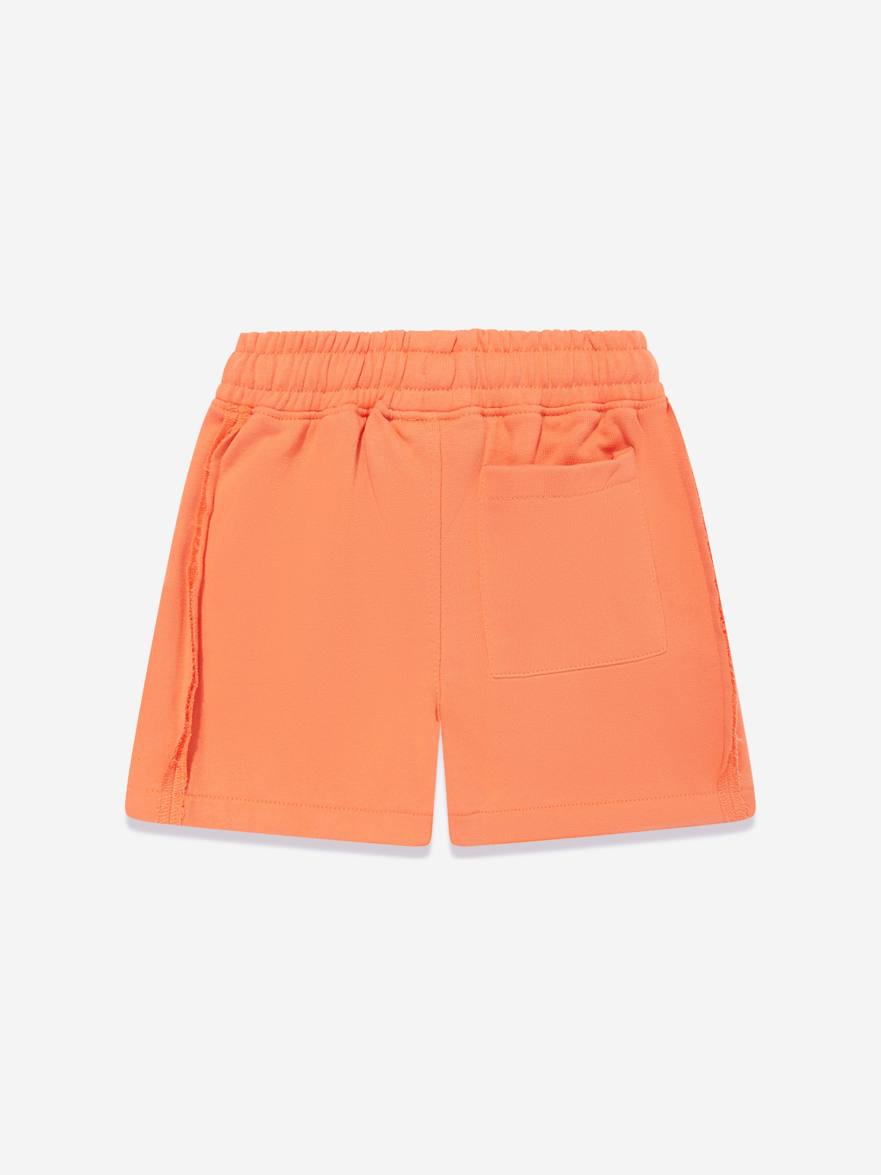 The Couture Club Kids Raw Seam Shorts in Orange