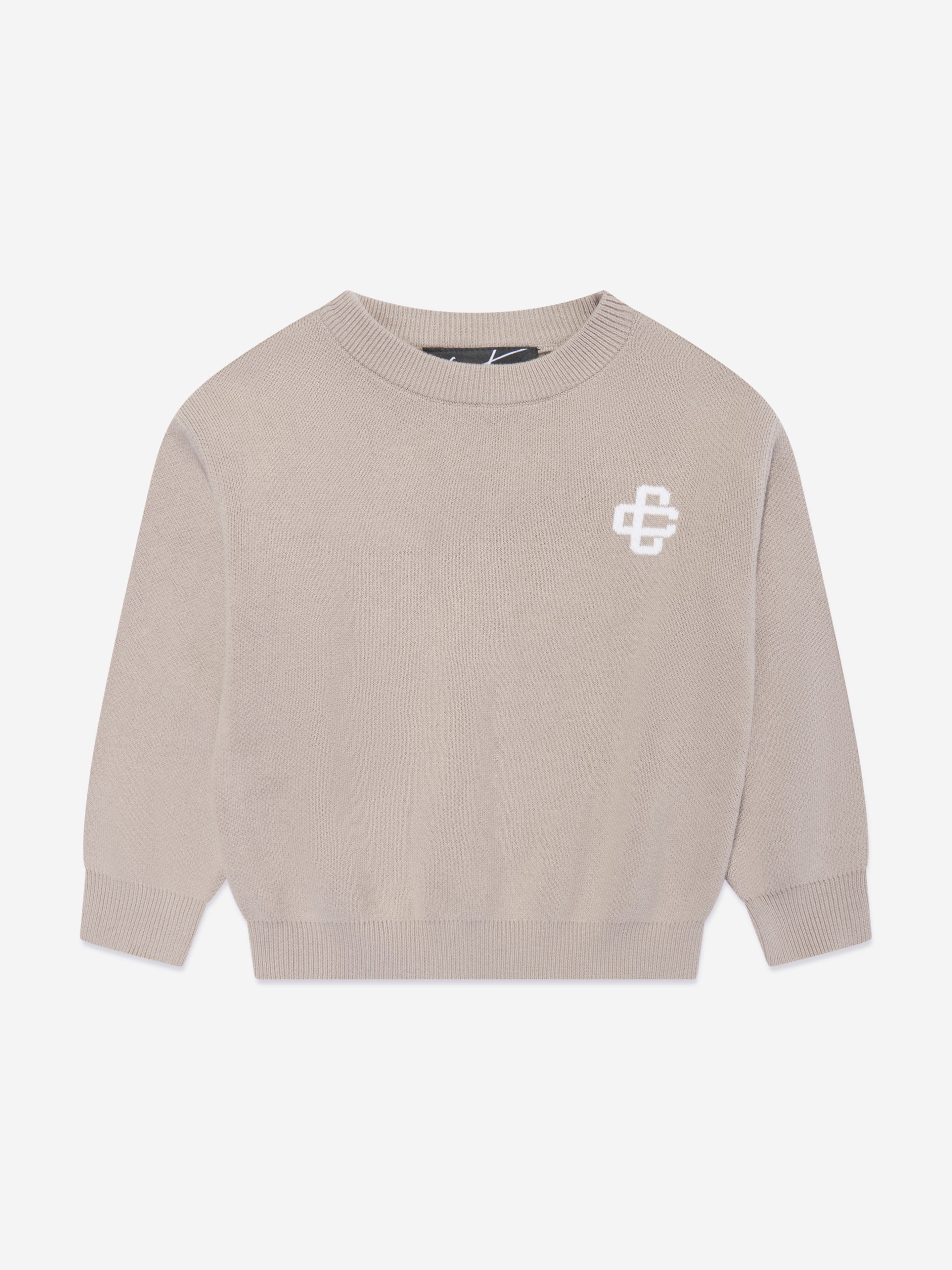 The Couture Club Kids Knitted Emblem Sweatshirt in Beige