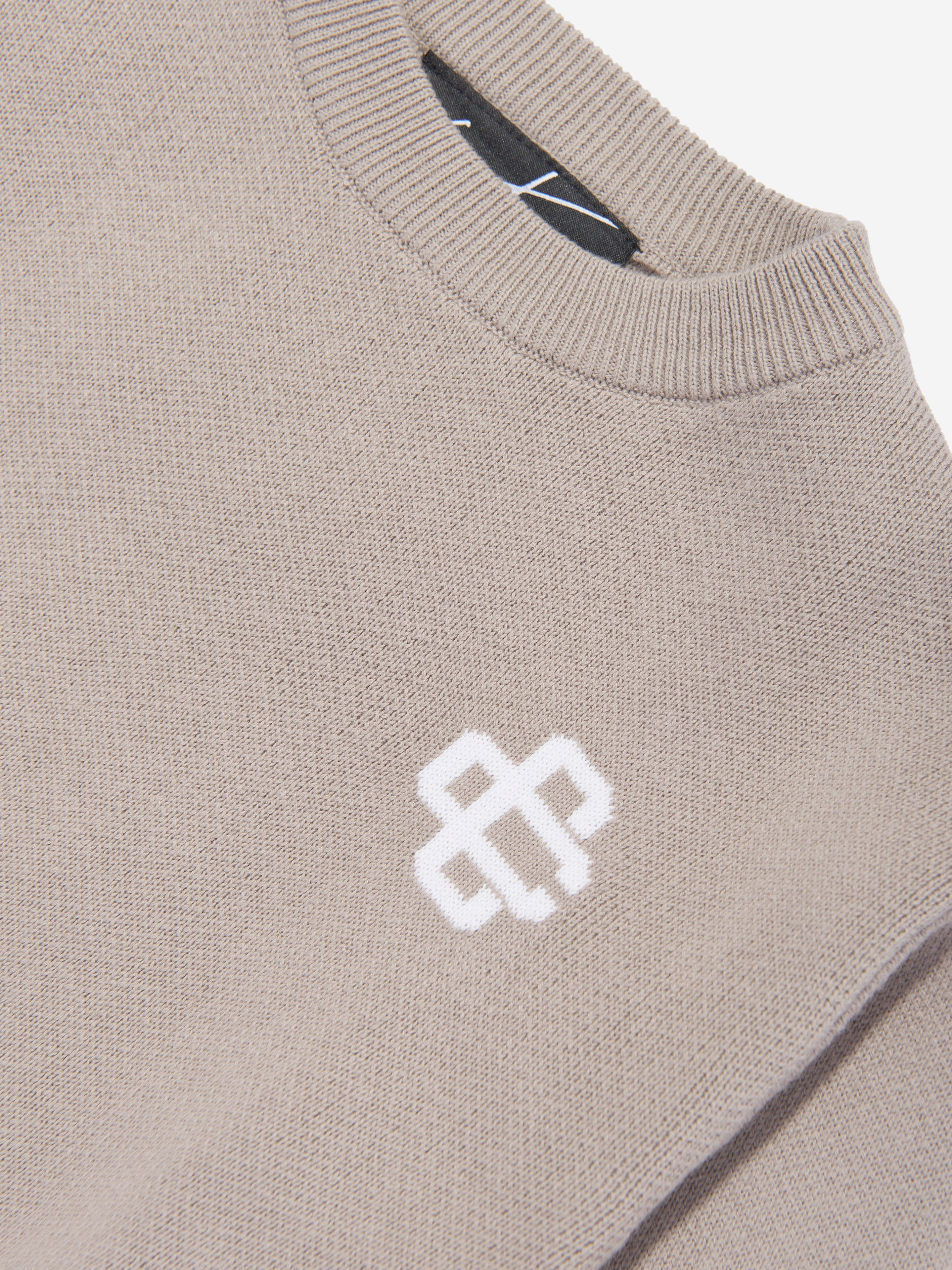 The Couture Club Kids Knitted Emblem Sweatshirt in Beige