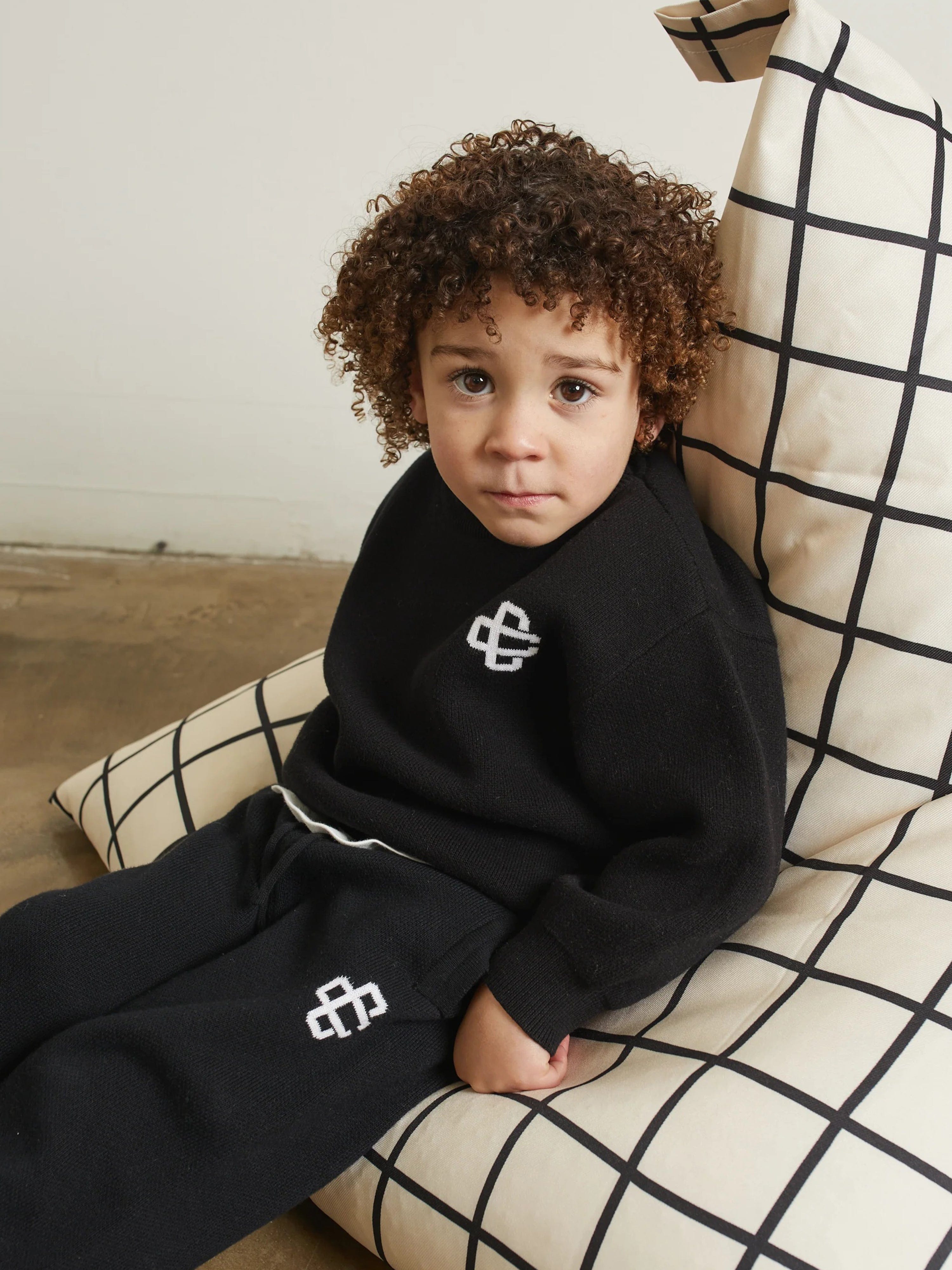 The Couture Club Kids Knitted Emblem Sweatshirt in Black