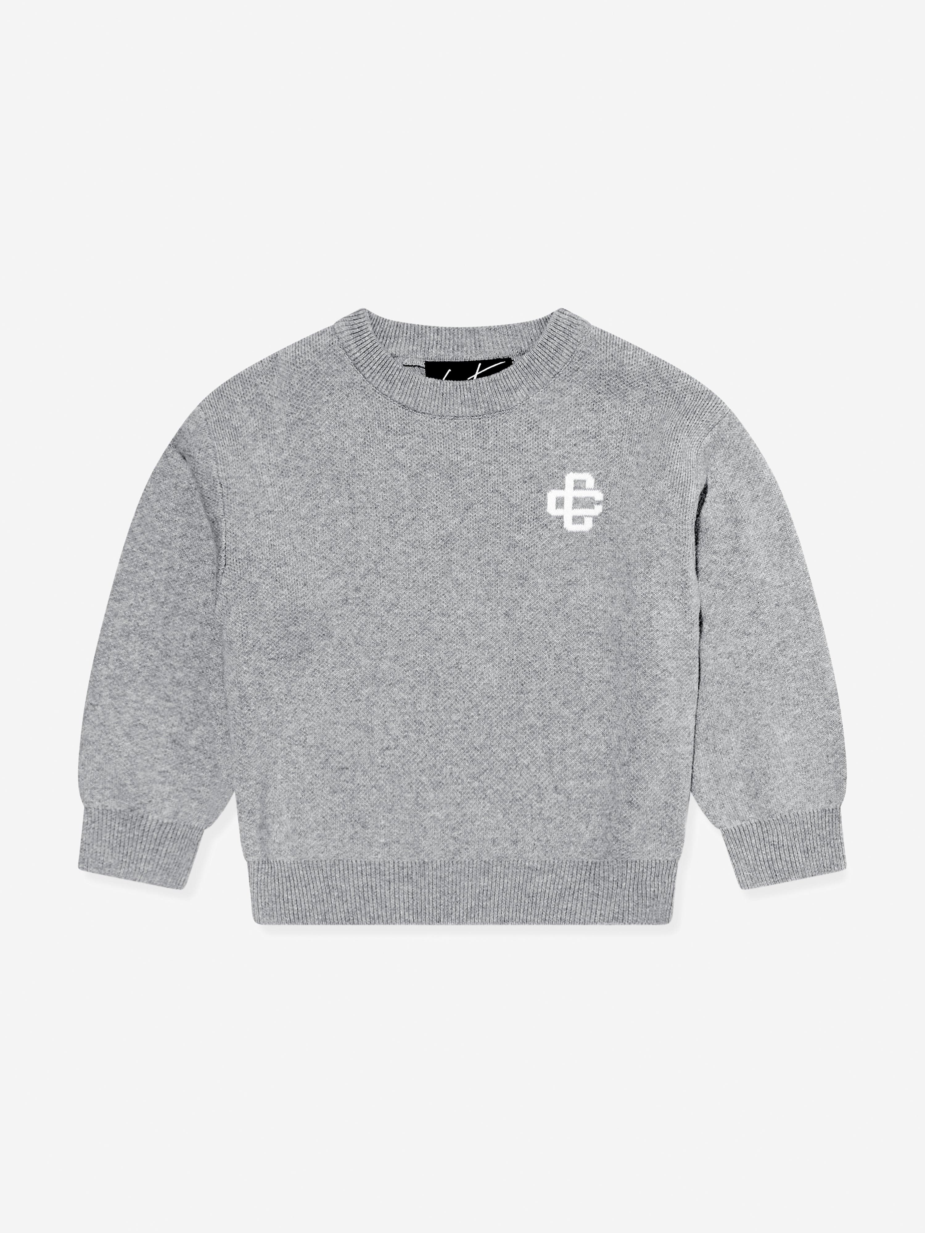 The Couture Club Kids Knitted Emblem Sweatshirt in Grey