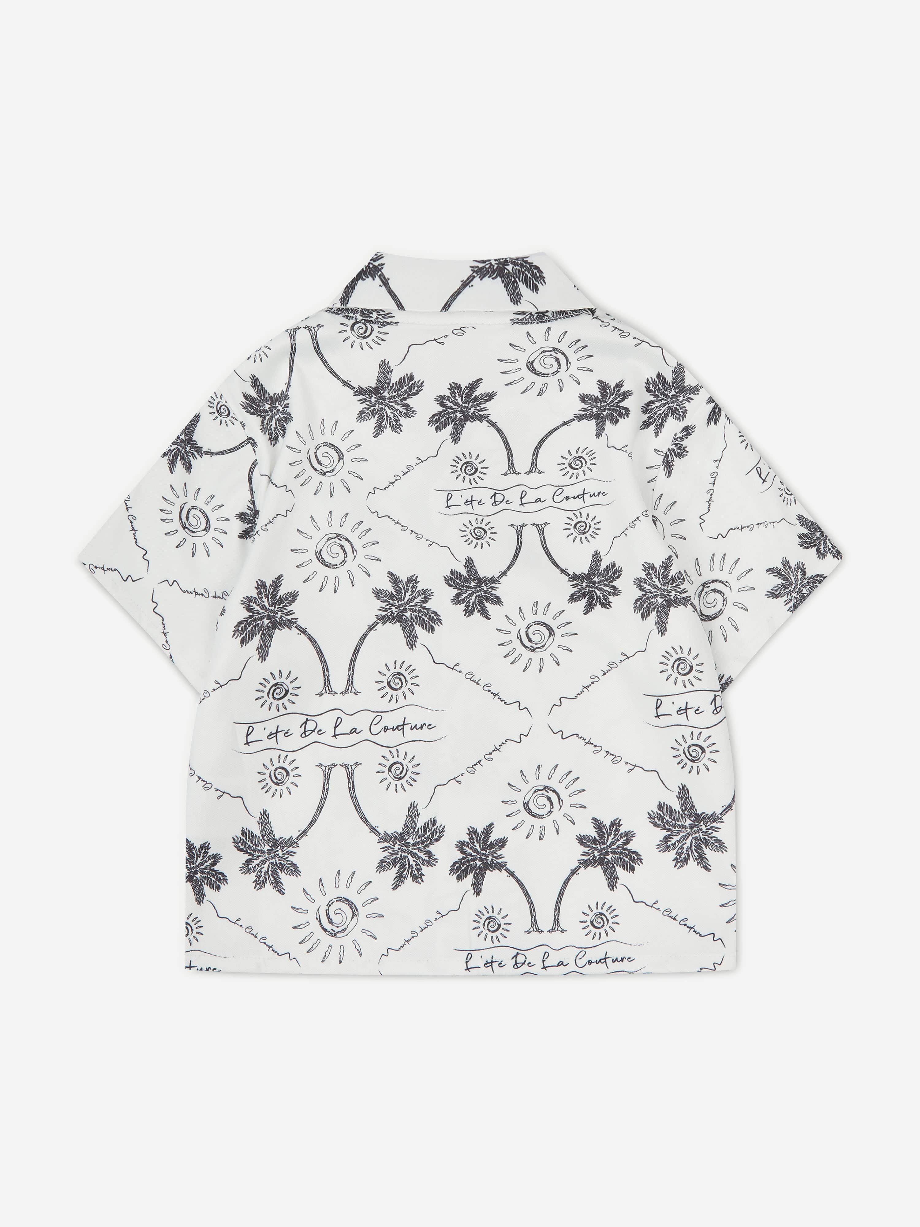 The Couture Club Kids Palm Print Embroidered Shirt in White