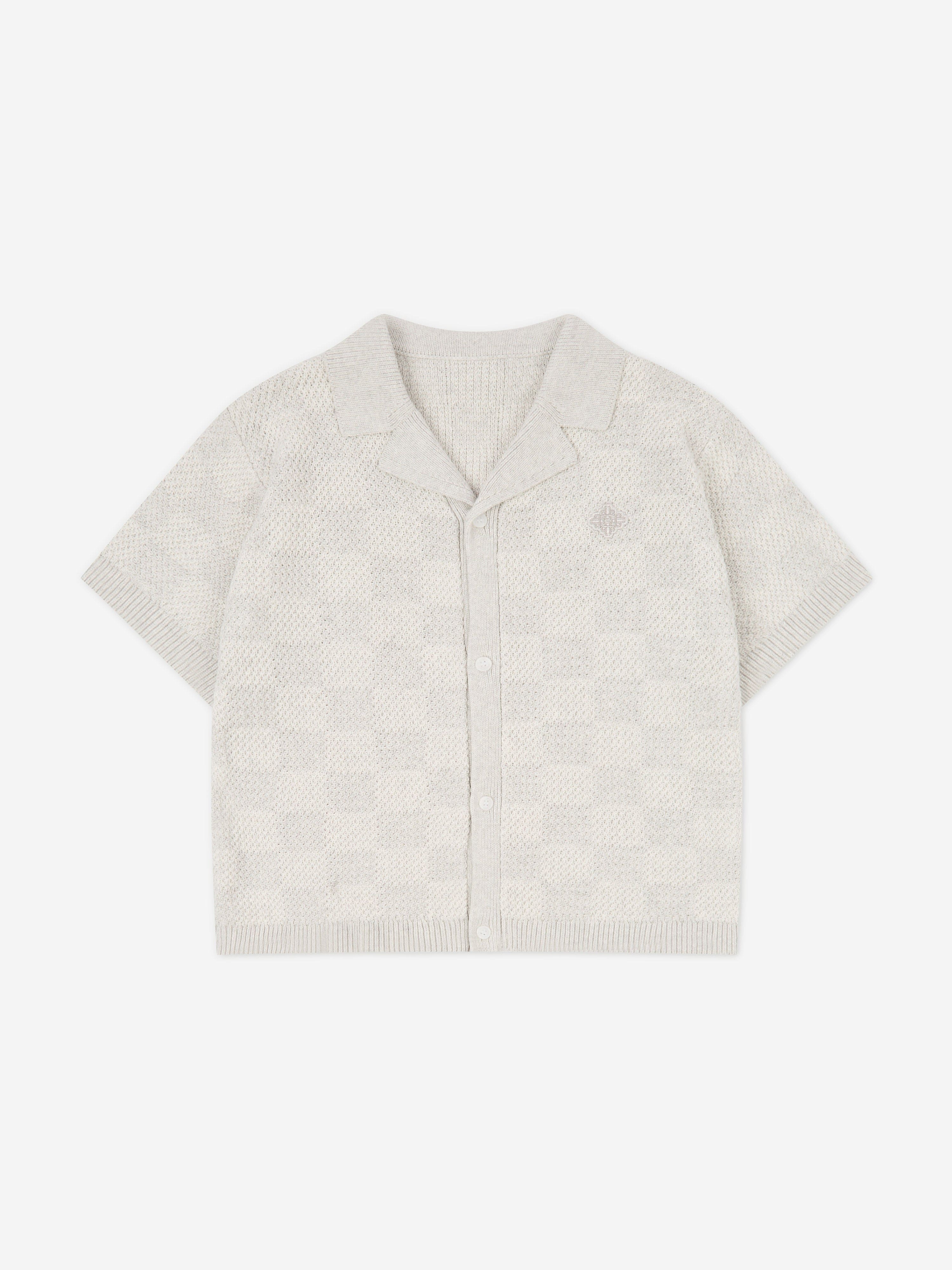 The Couture Club Kids Knitted Checkerboard Shirt in Grey