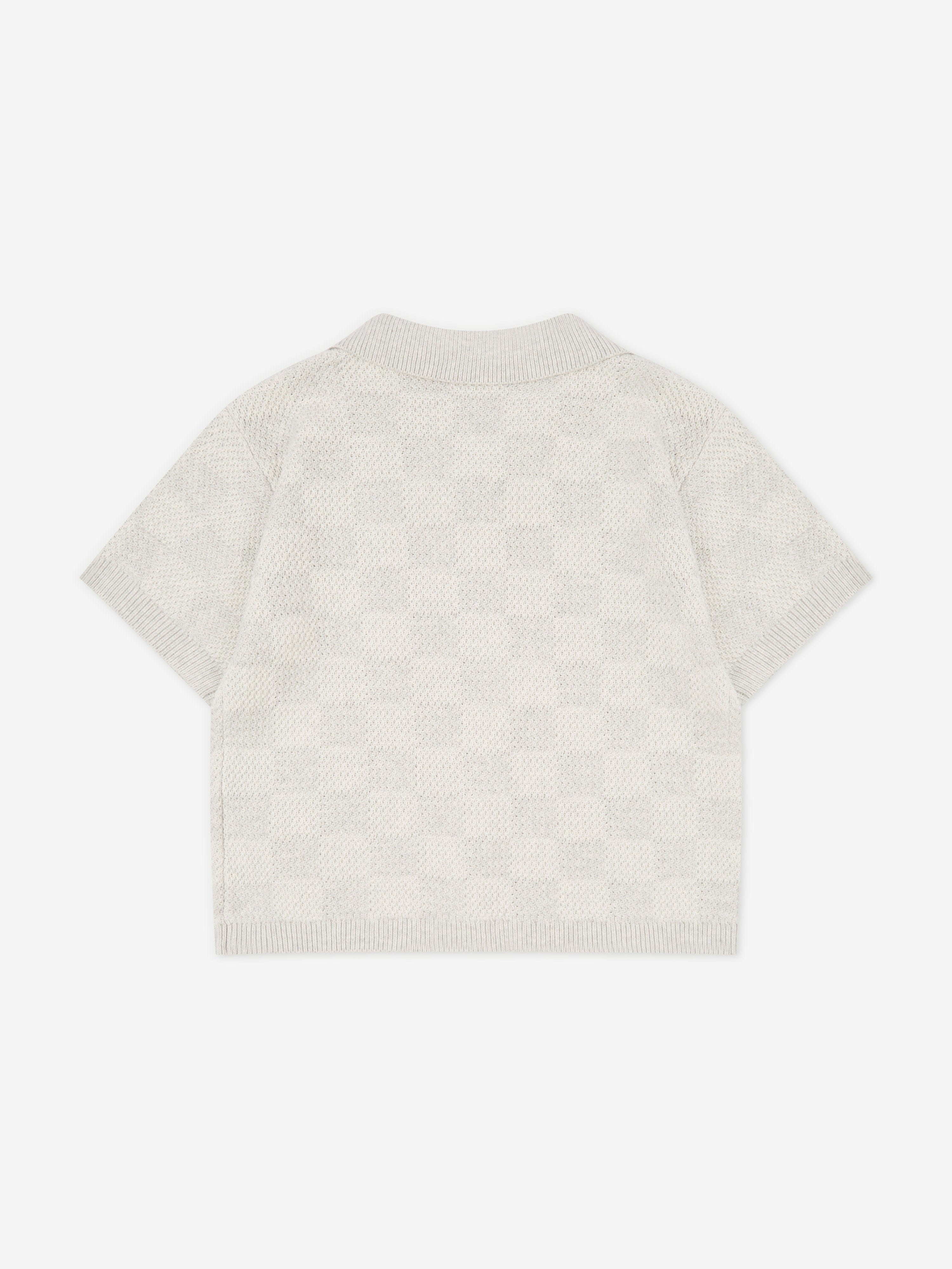 The Couture Club Kids Knitted Checkerboard Shirt in Grey