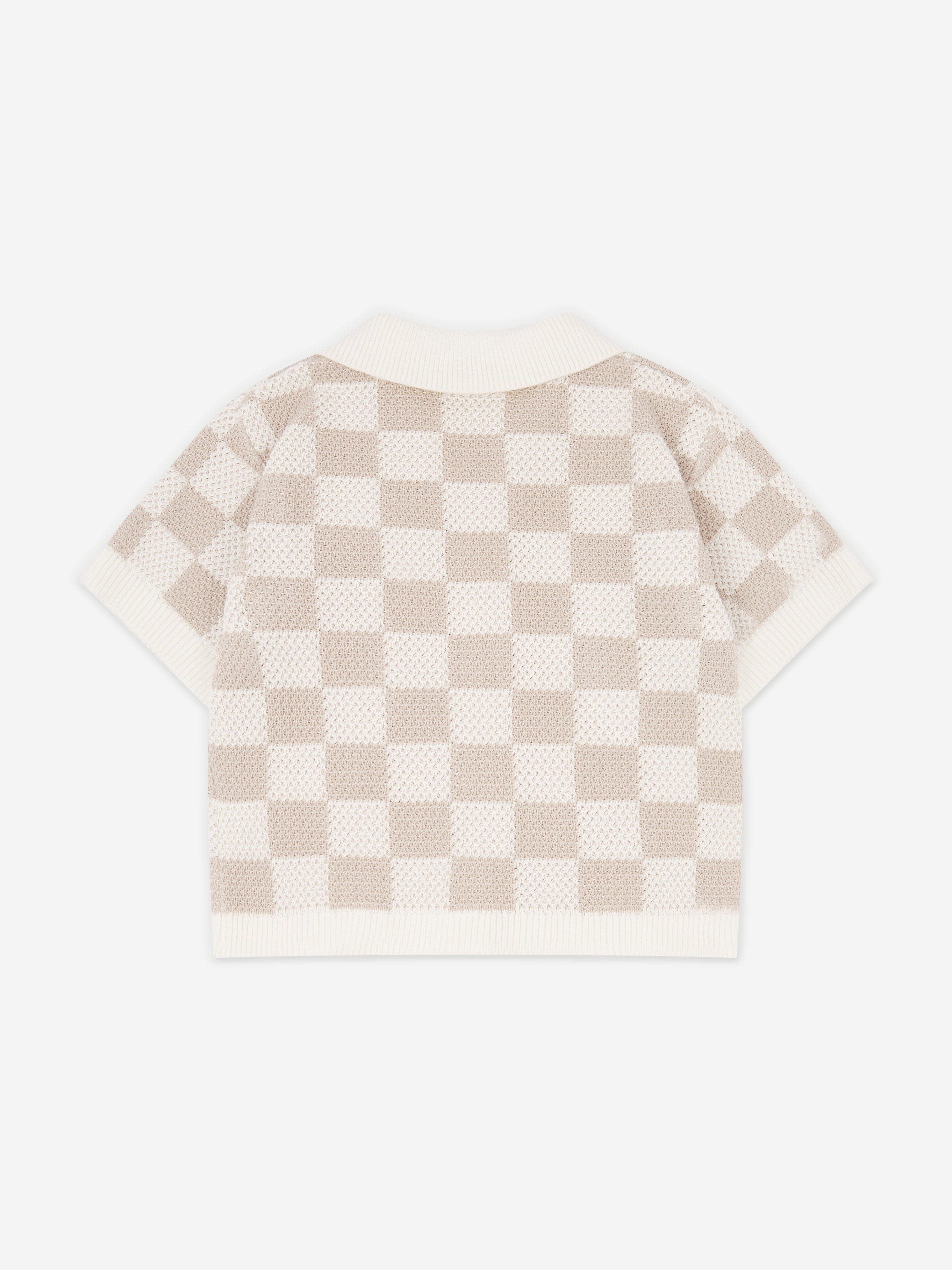 The Couture Club Kids Knitted Checkerboard Shirt in Ivory