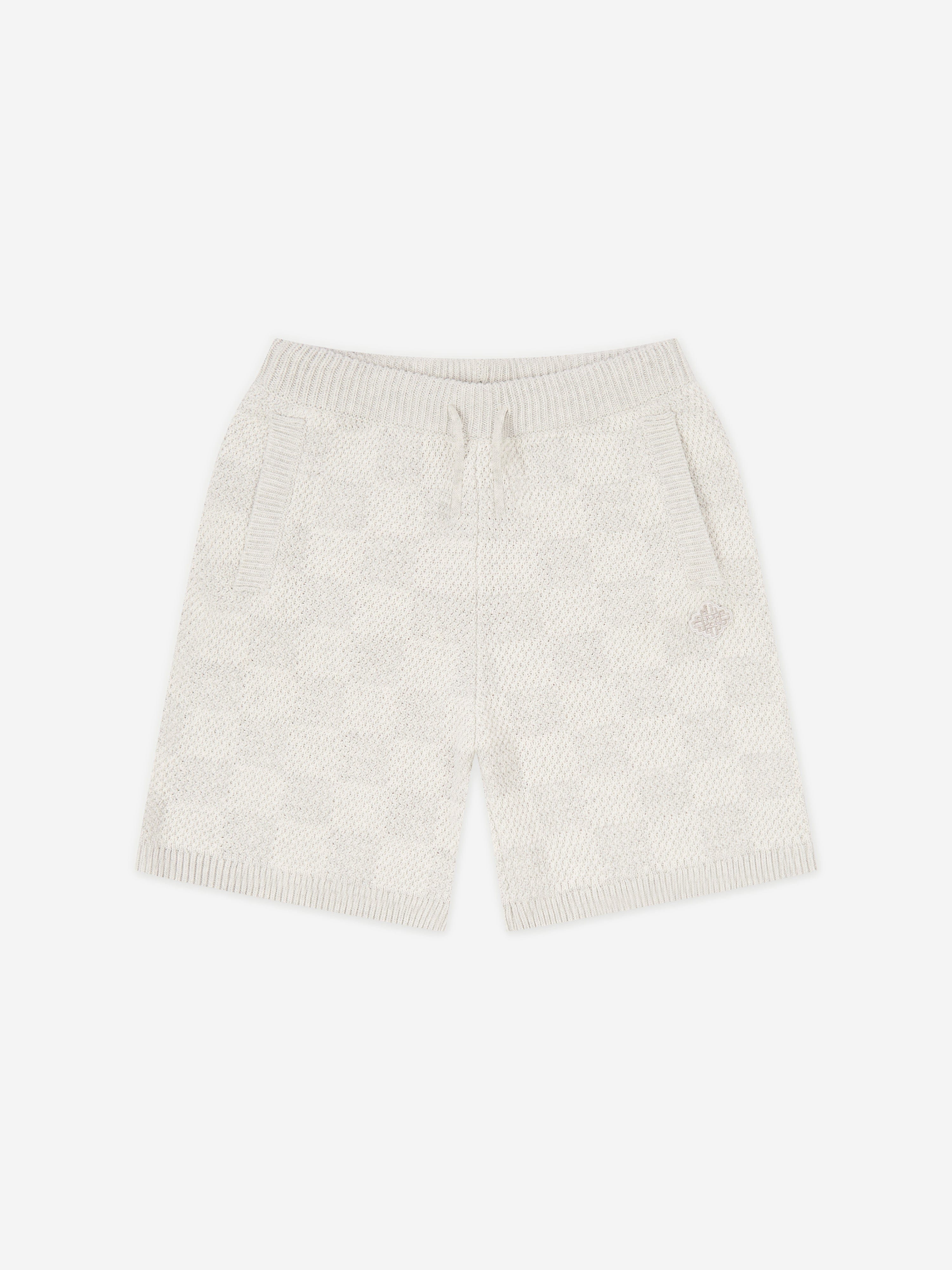 The Couture Club Kids Knitted Checkerboard Shorts in Grey