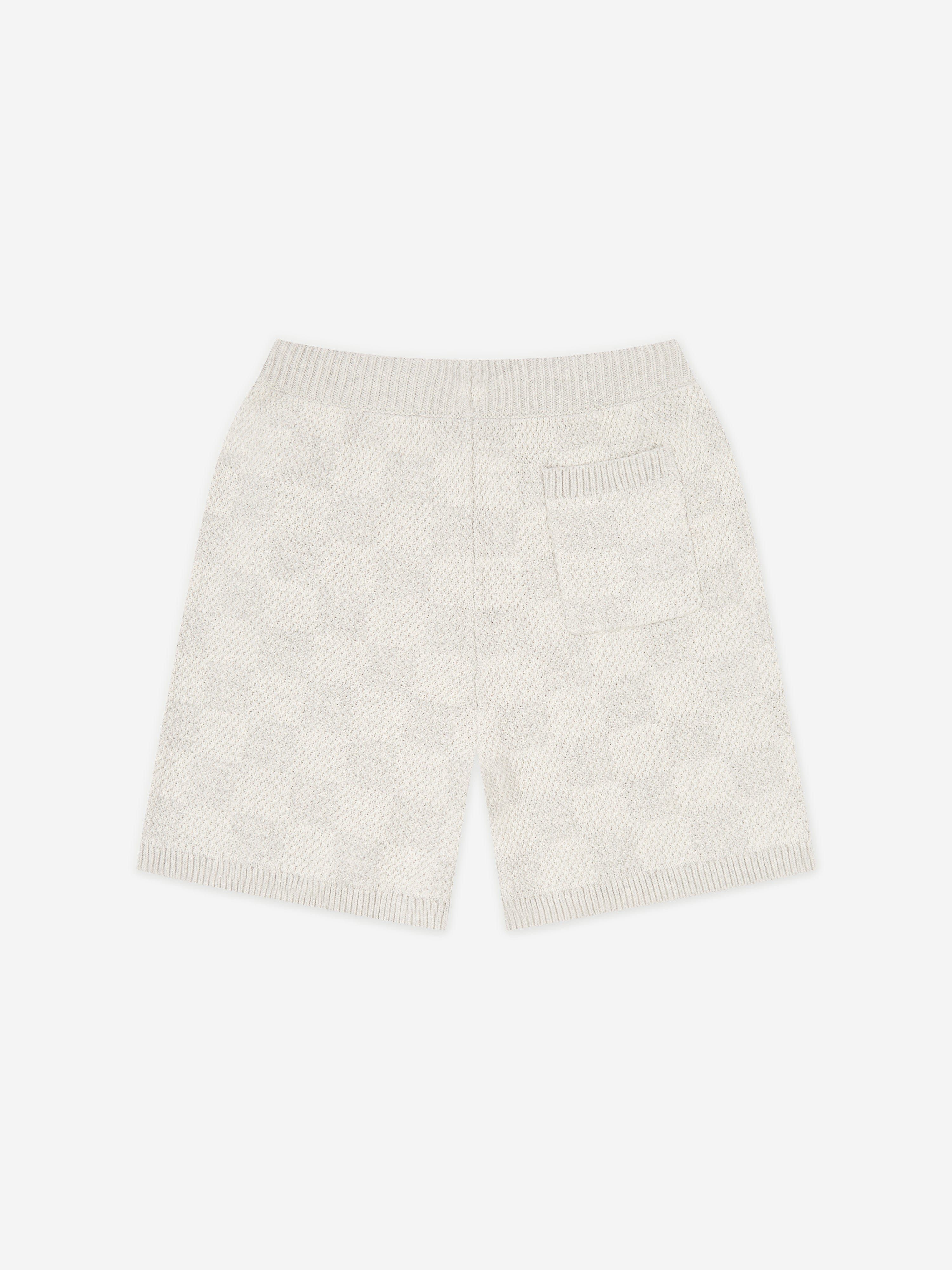 The Couture Club Kids Knitted Checkerboard Shorts in Grey