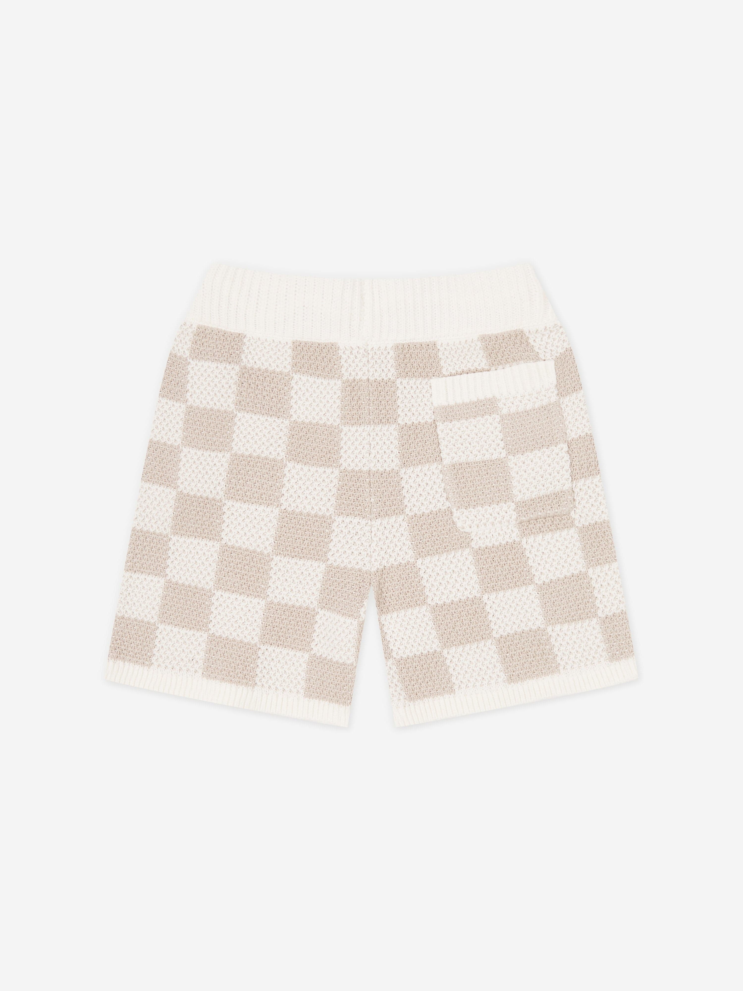 The Couture Club Kids Knitted Checkerboard Shorts in Ivory