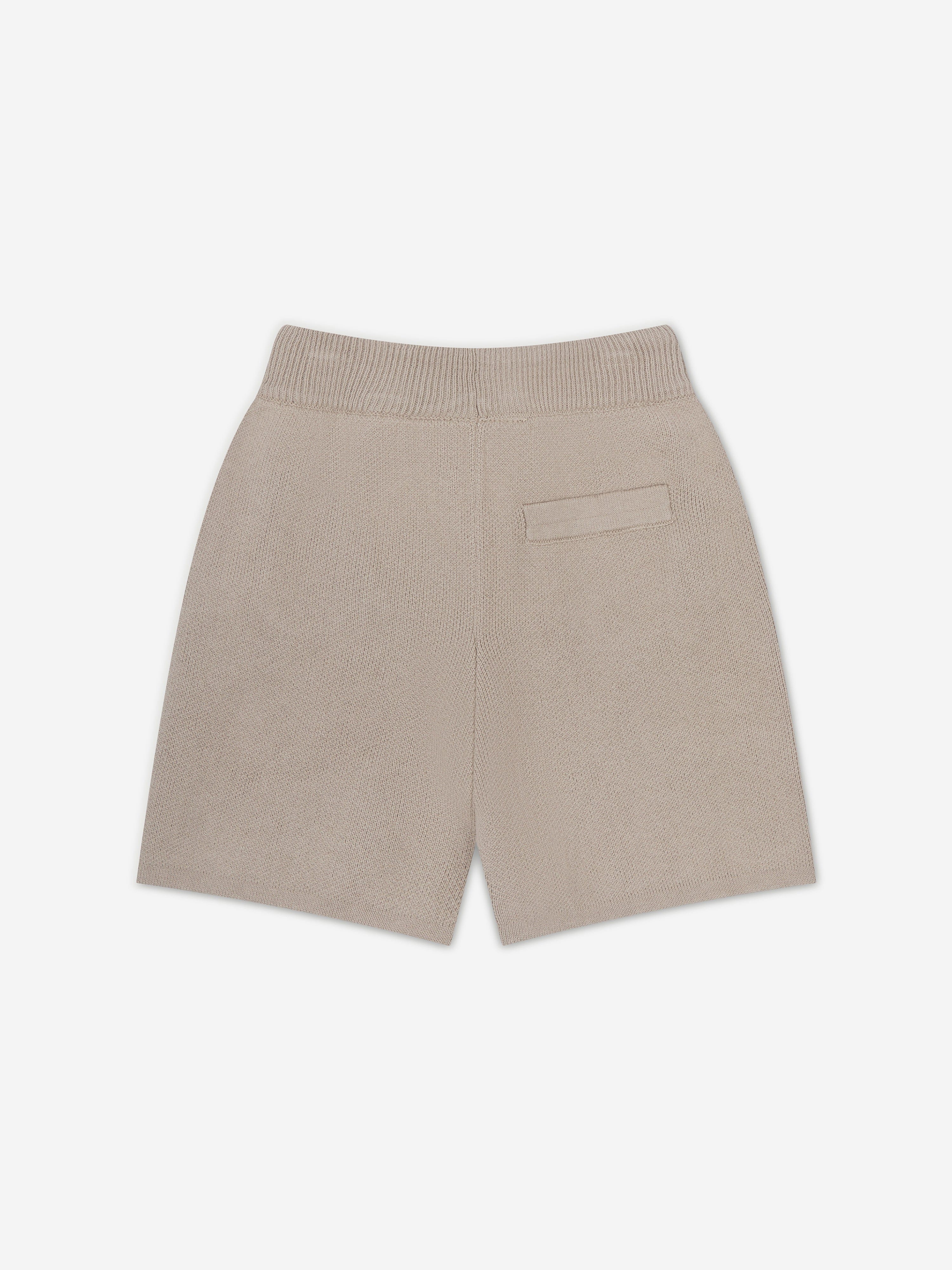 The Couture Club Kids Knitted Emblem Shorts in Beige