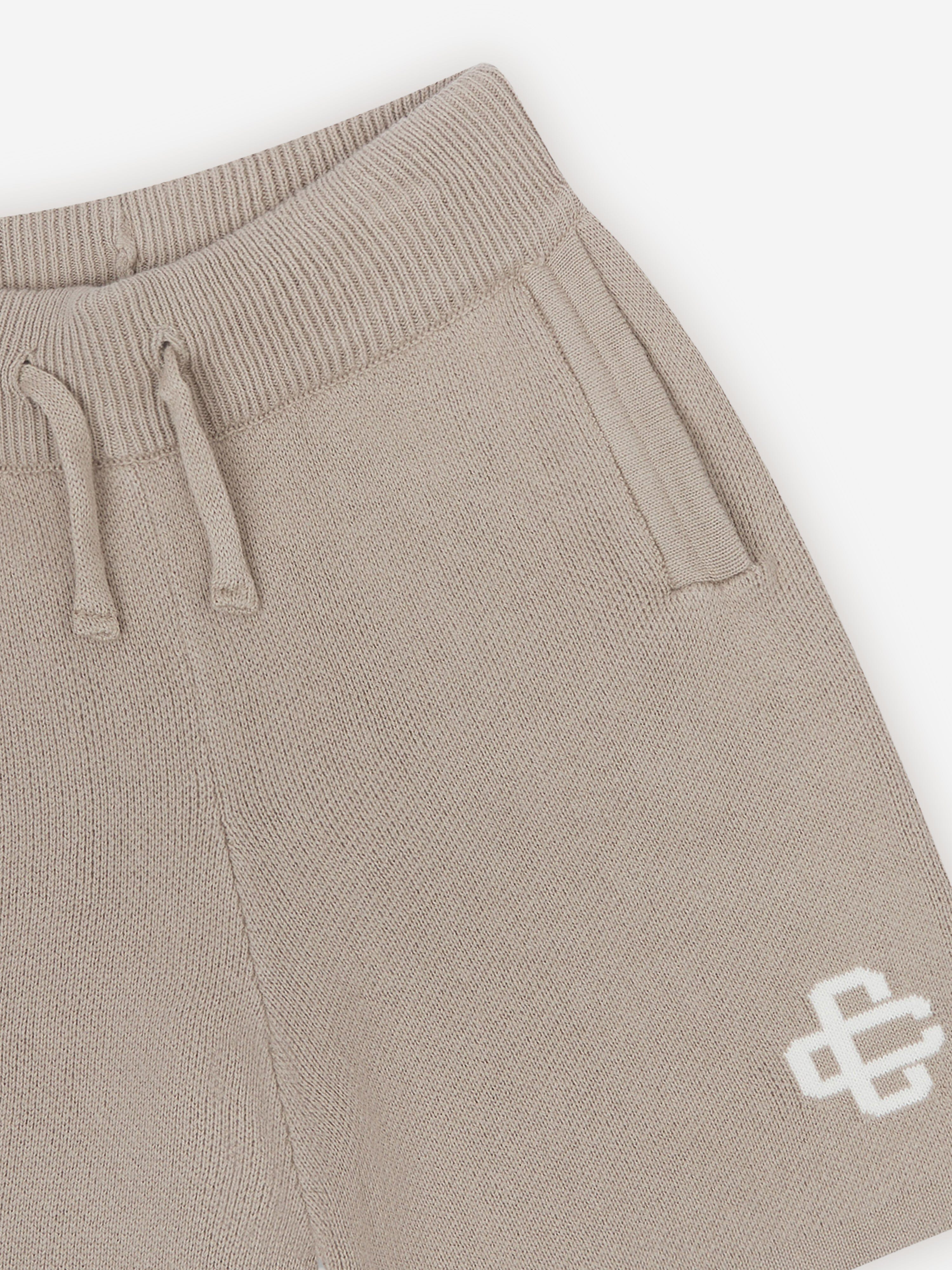 The Couture Club Kids Knitted Emblem Shorts in Beige