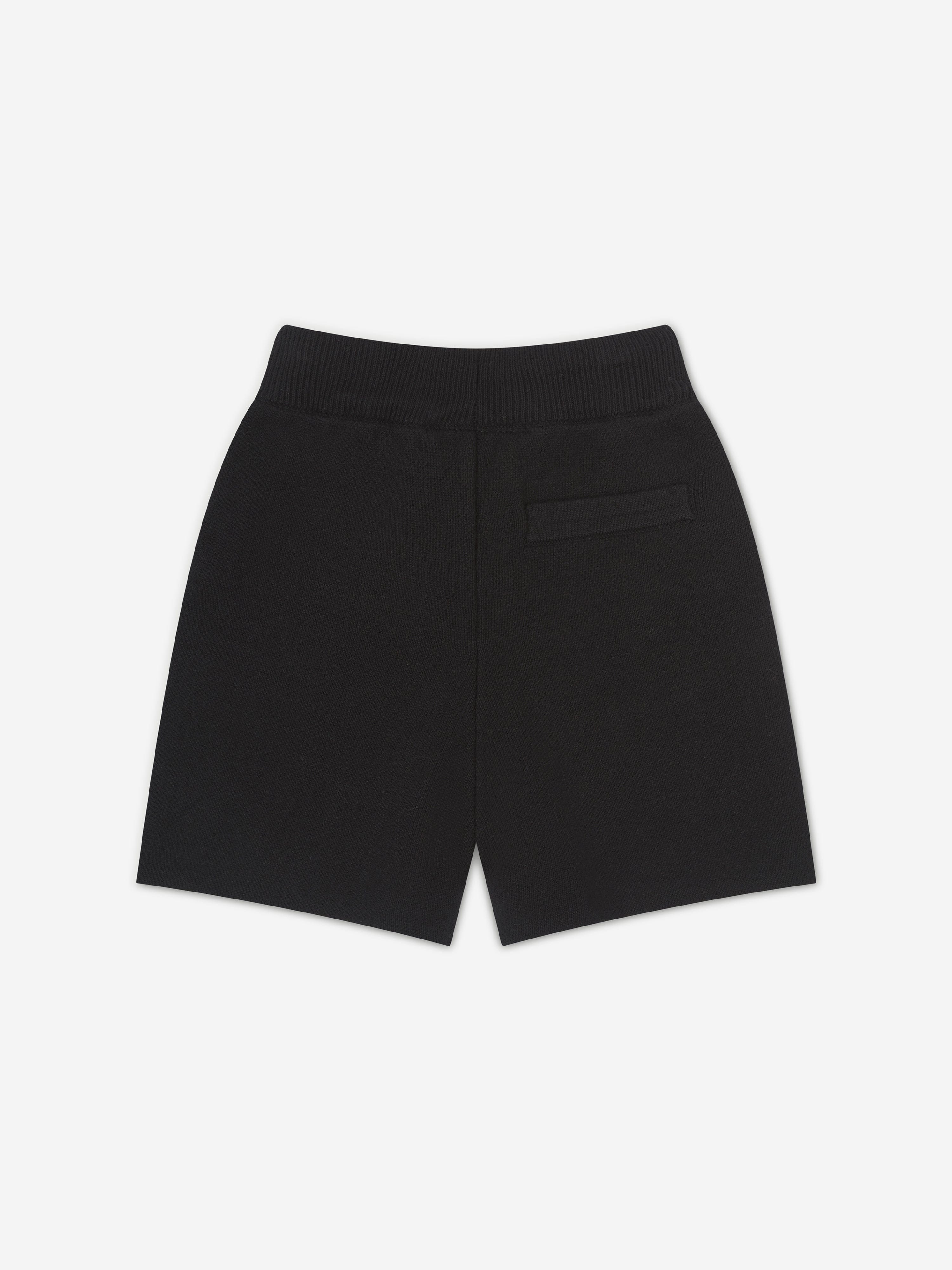 The Couture Club Kids Knitted Emblem Shorts in Black