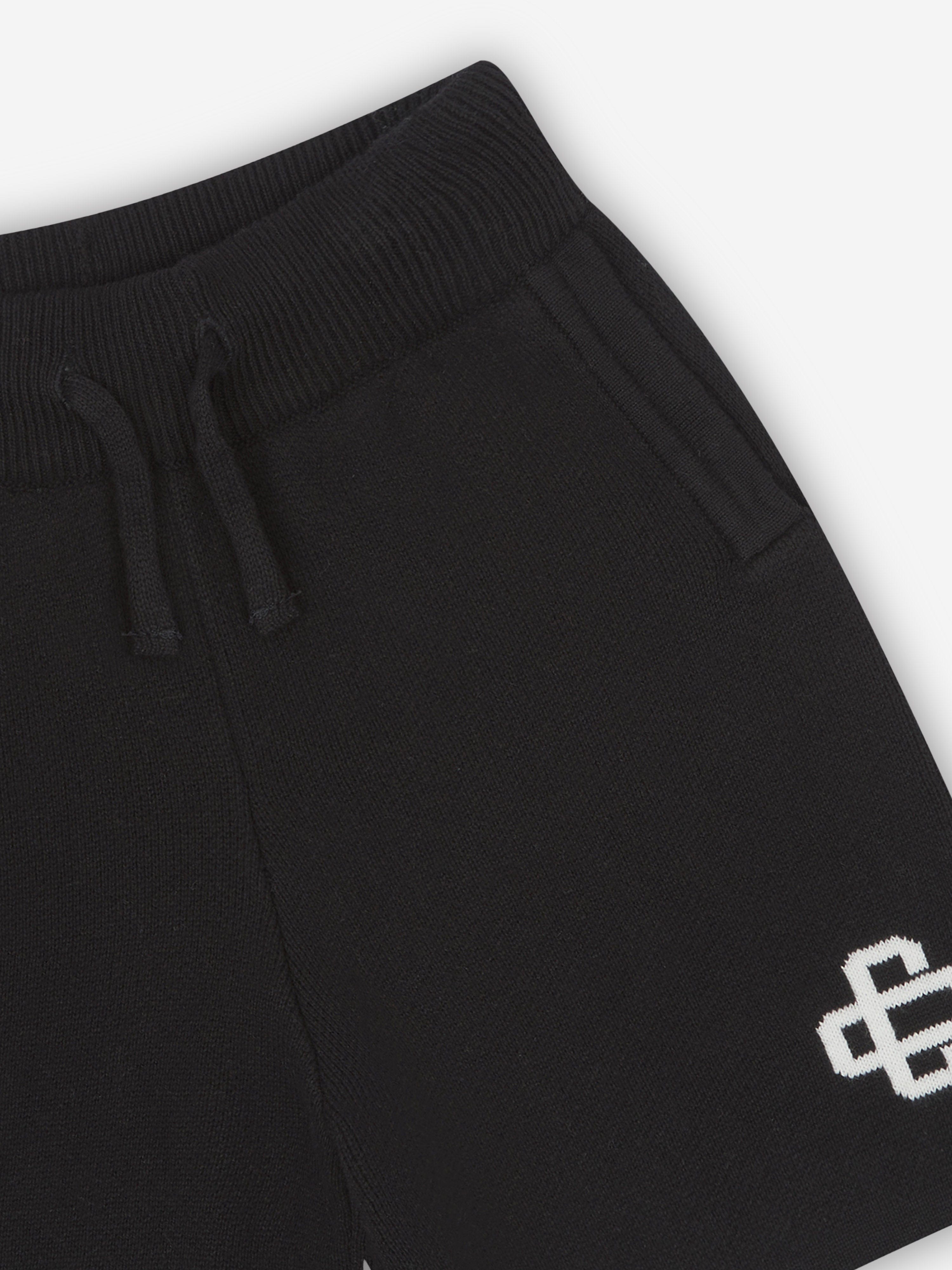 The Couture Club Kids Knitted Emblem Shorts in Black