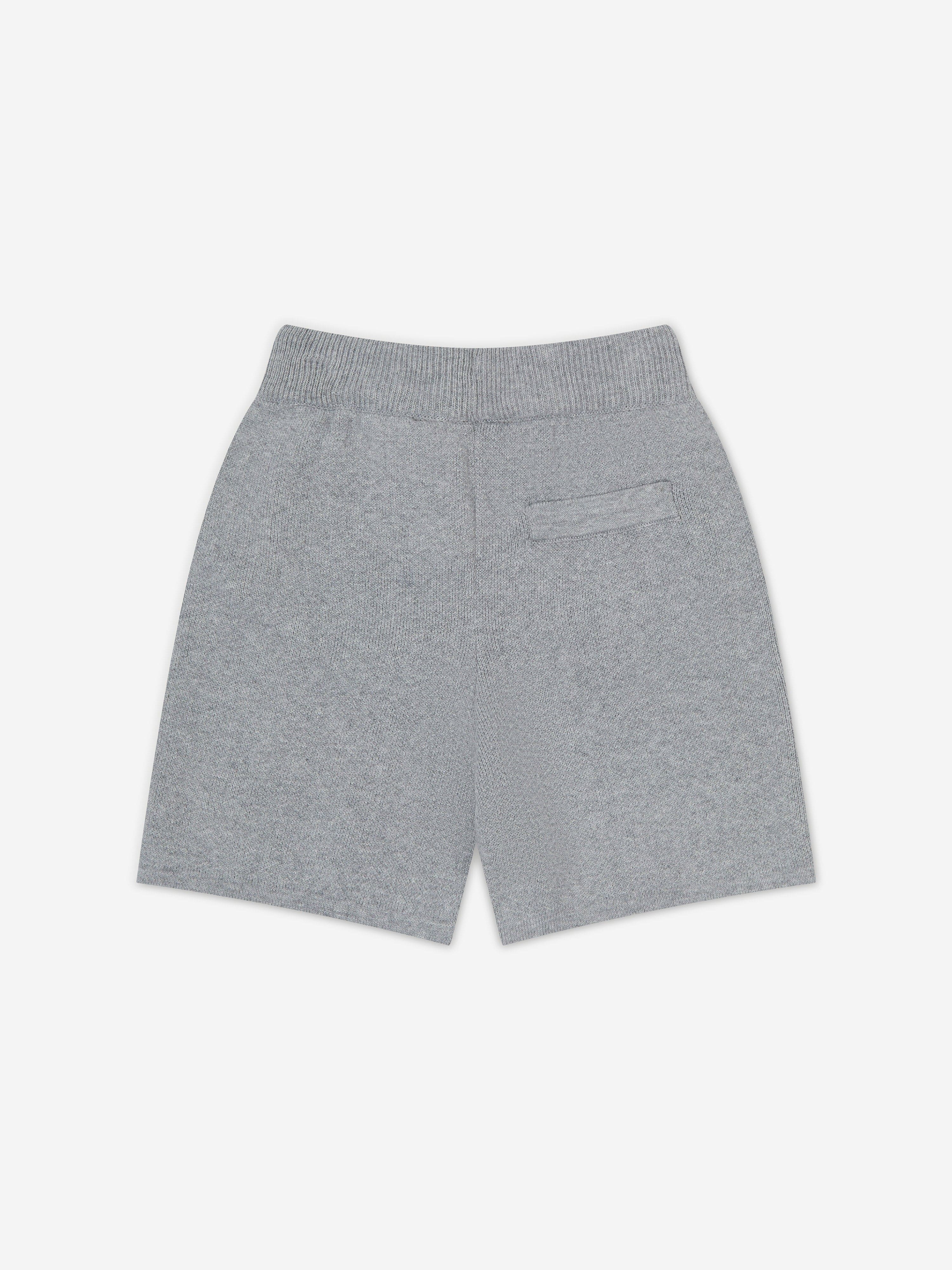 The Couture Club Kids Knitted Emblem Shorts in Grey