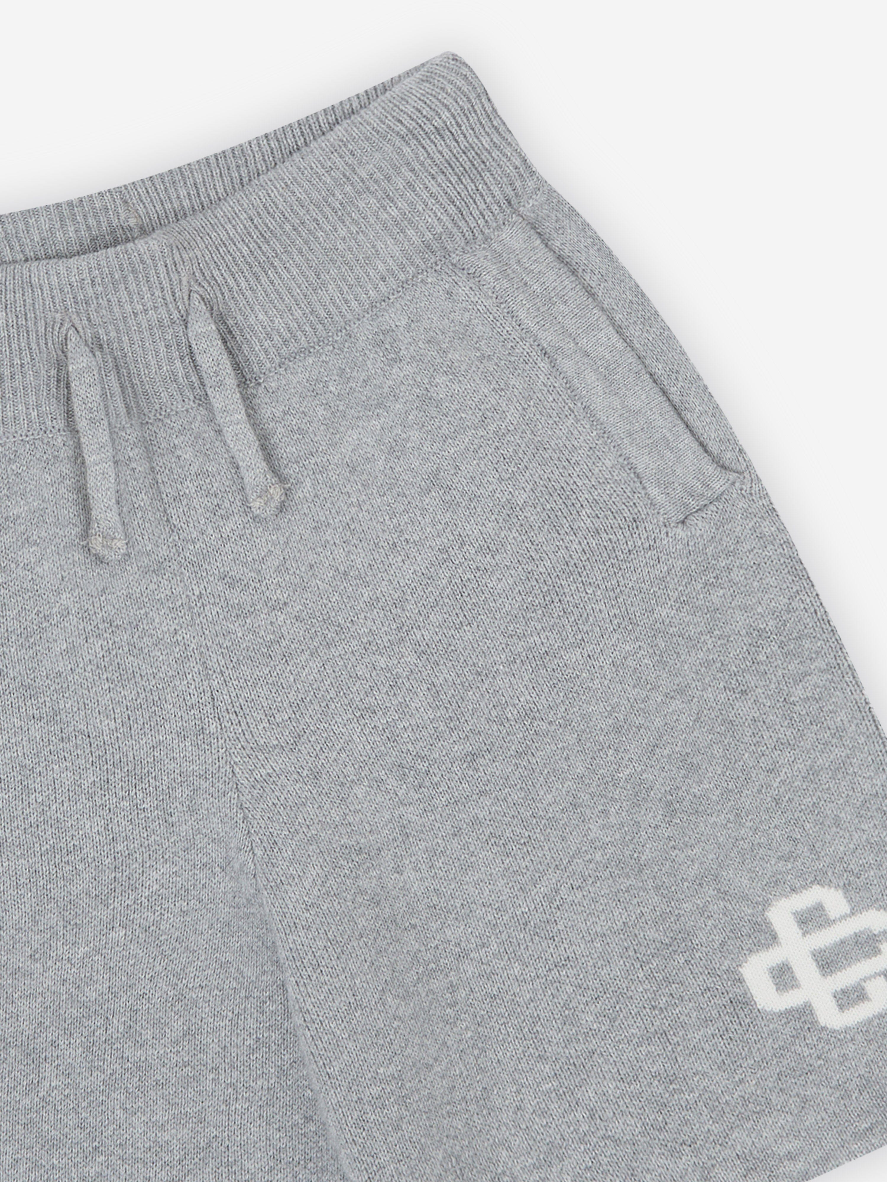 The Couture Club Kids Knitted Emblem Shorts in Grey