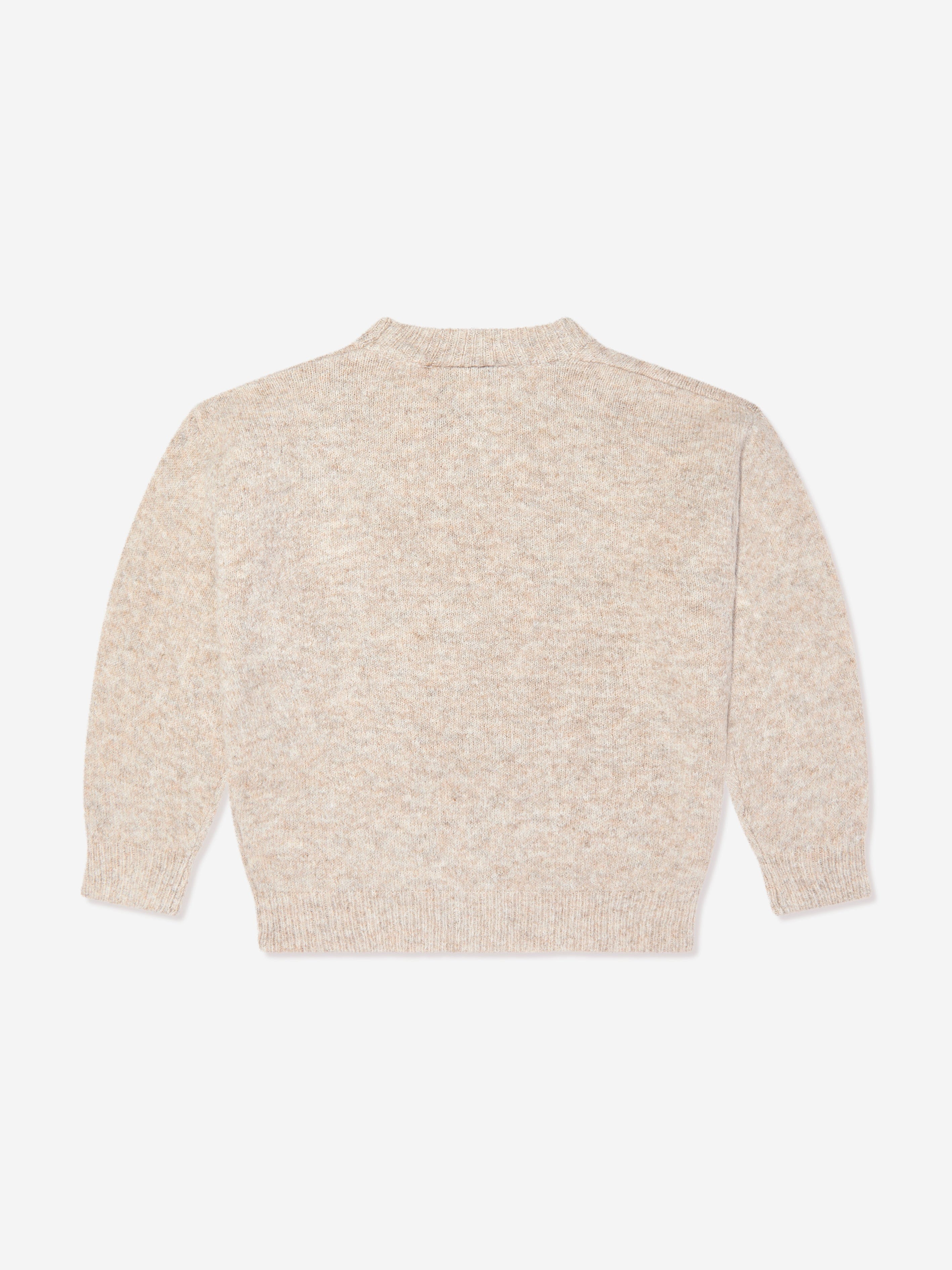 The Couture Club Kids Fluffy Knit Emblem Jumper in Beige