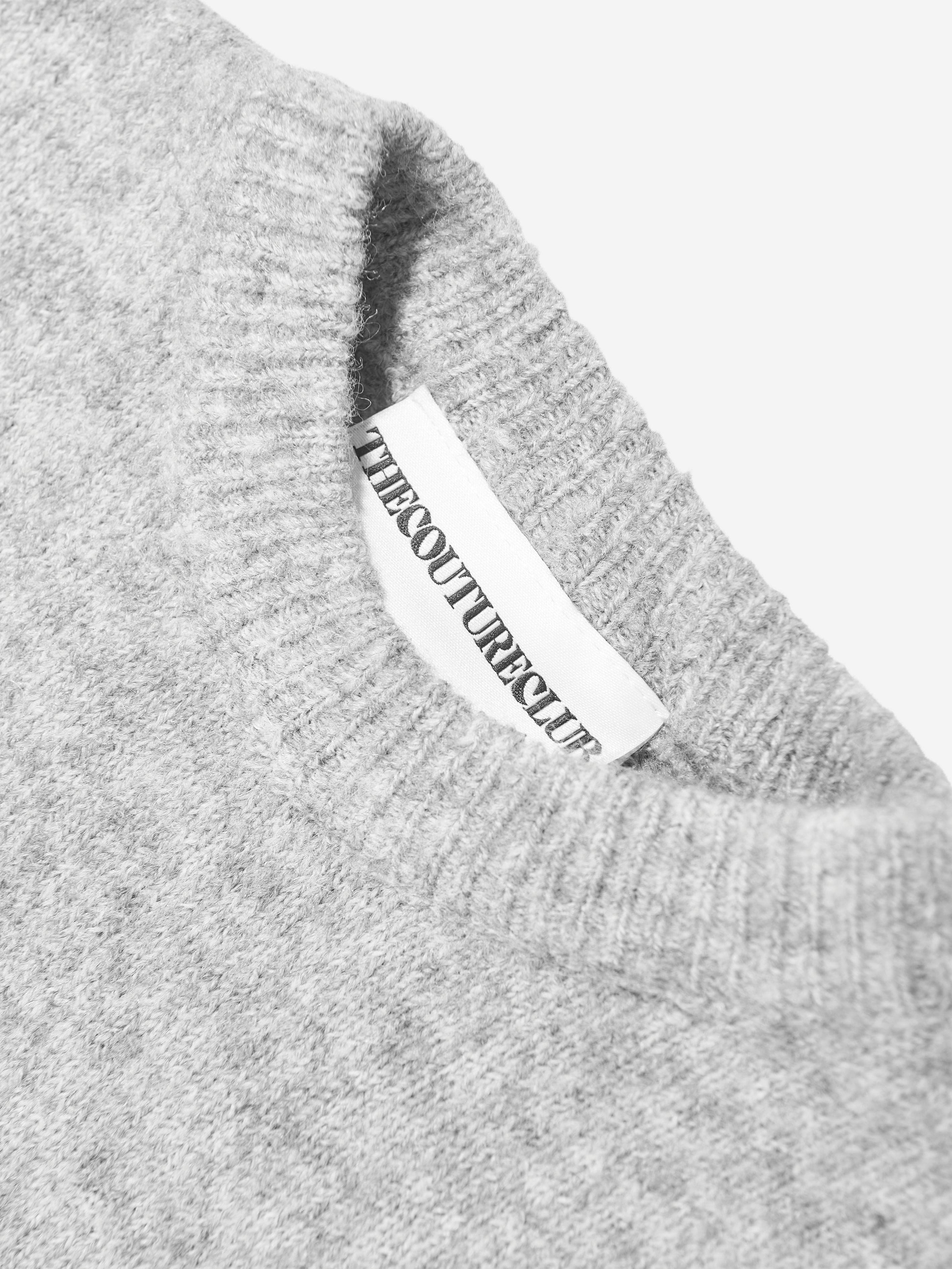 The Couture Club Kids Fluffy Knit Emblem Jumper in Grey