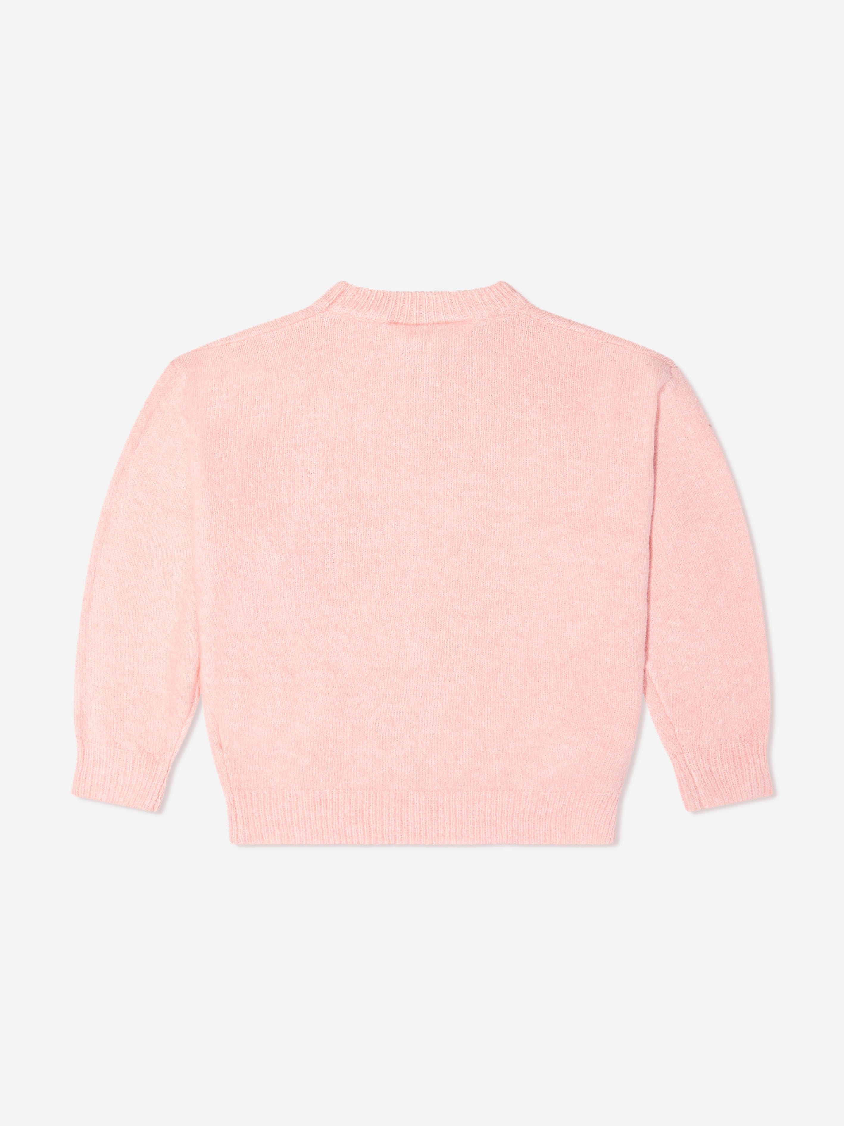 The Couture Club Kids Fluffy Knit Emblem Jumper in Pink