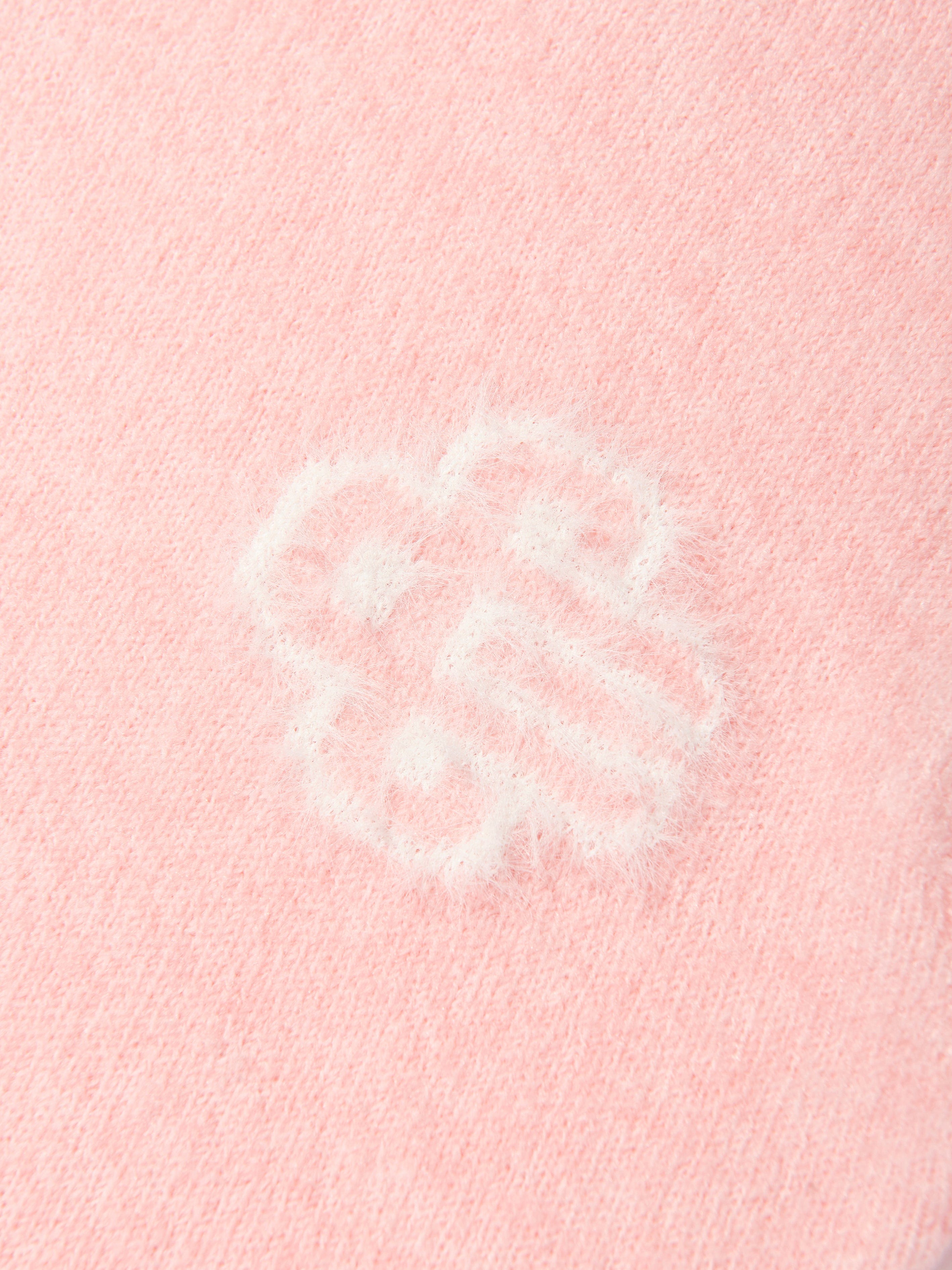 The Couture Club Kids Fluffy Knit Emblem Jumper in Pink