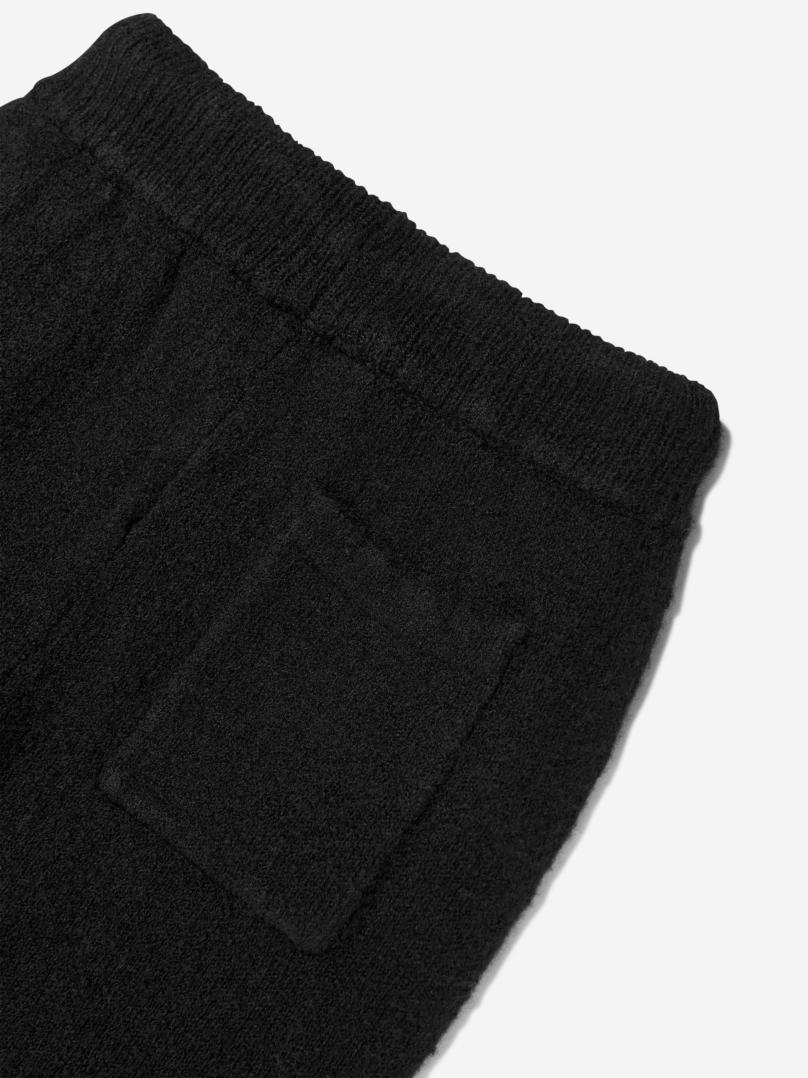 The Couture Club Kids Fluffy Knit Emblem Joggers in Black