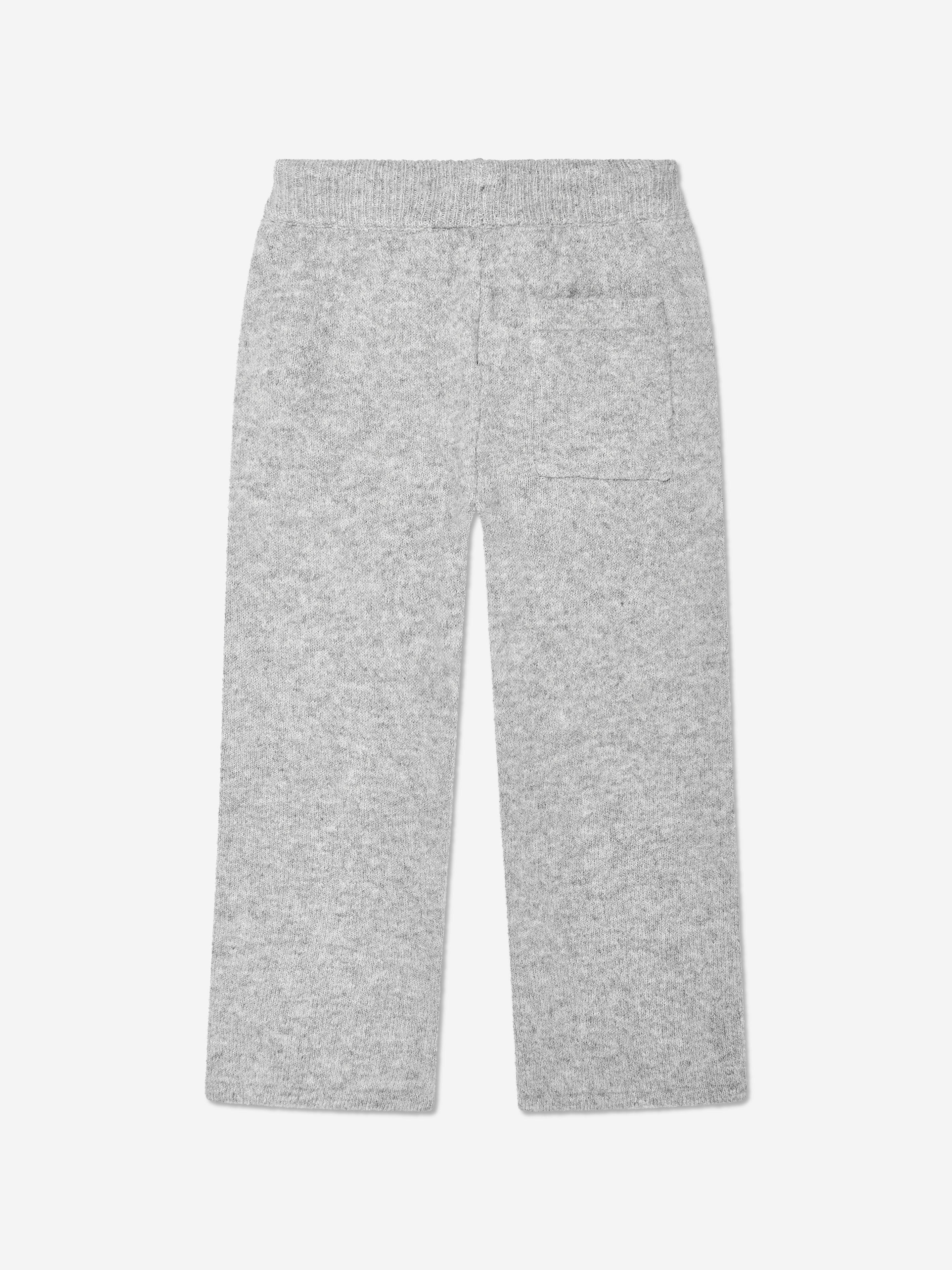 The Couture Club Kids Fluffy Knit Emblem Joggers in Grey