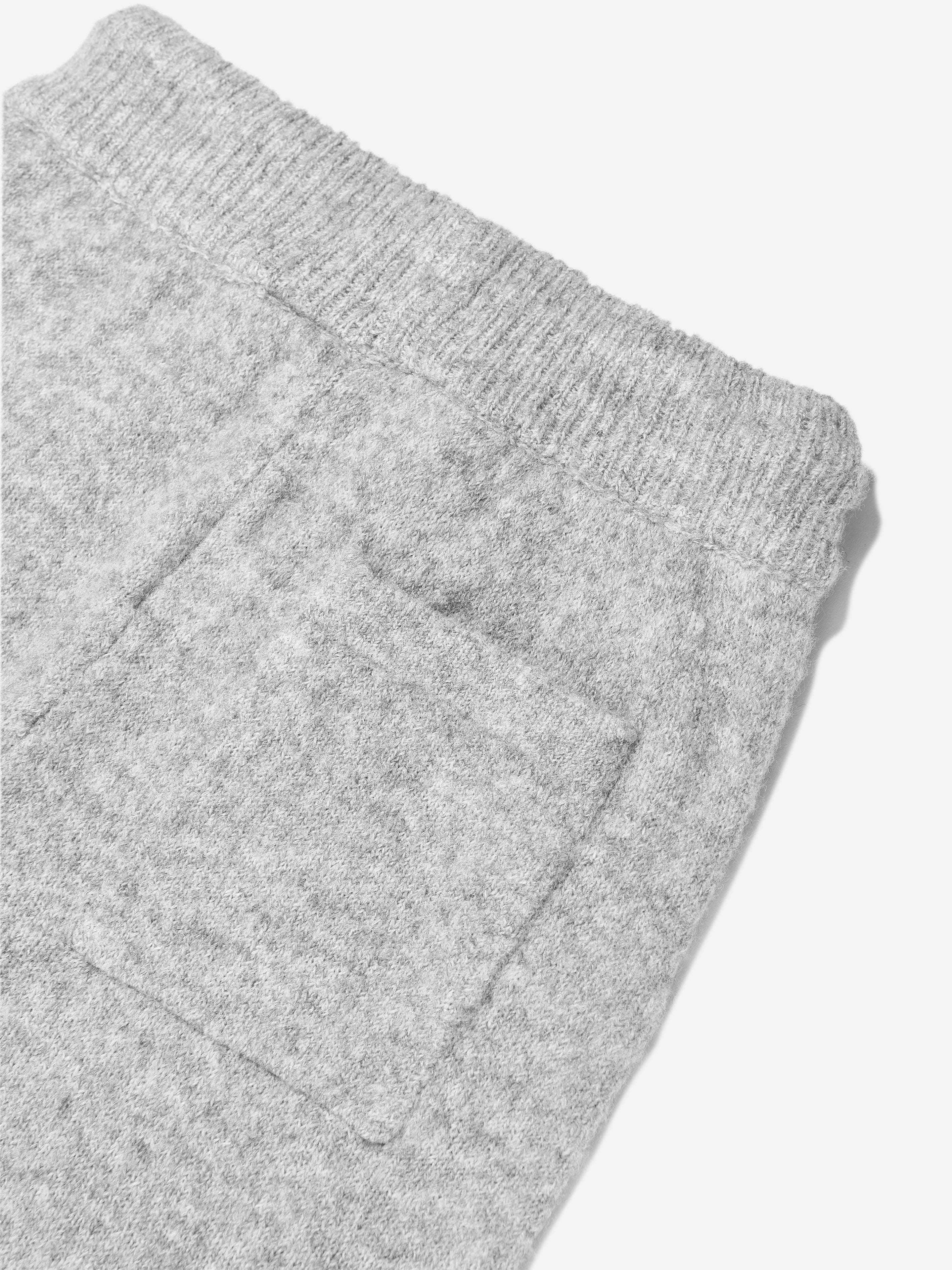 The Couture Club Kids Fluffy Knit Emblem Joggers in Grey