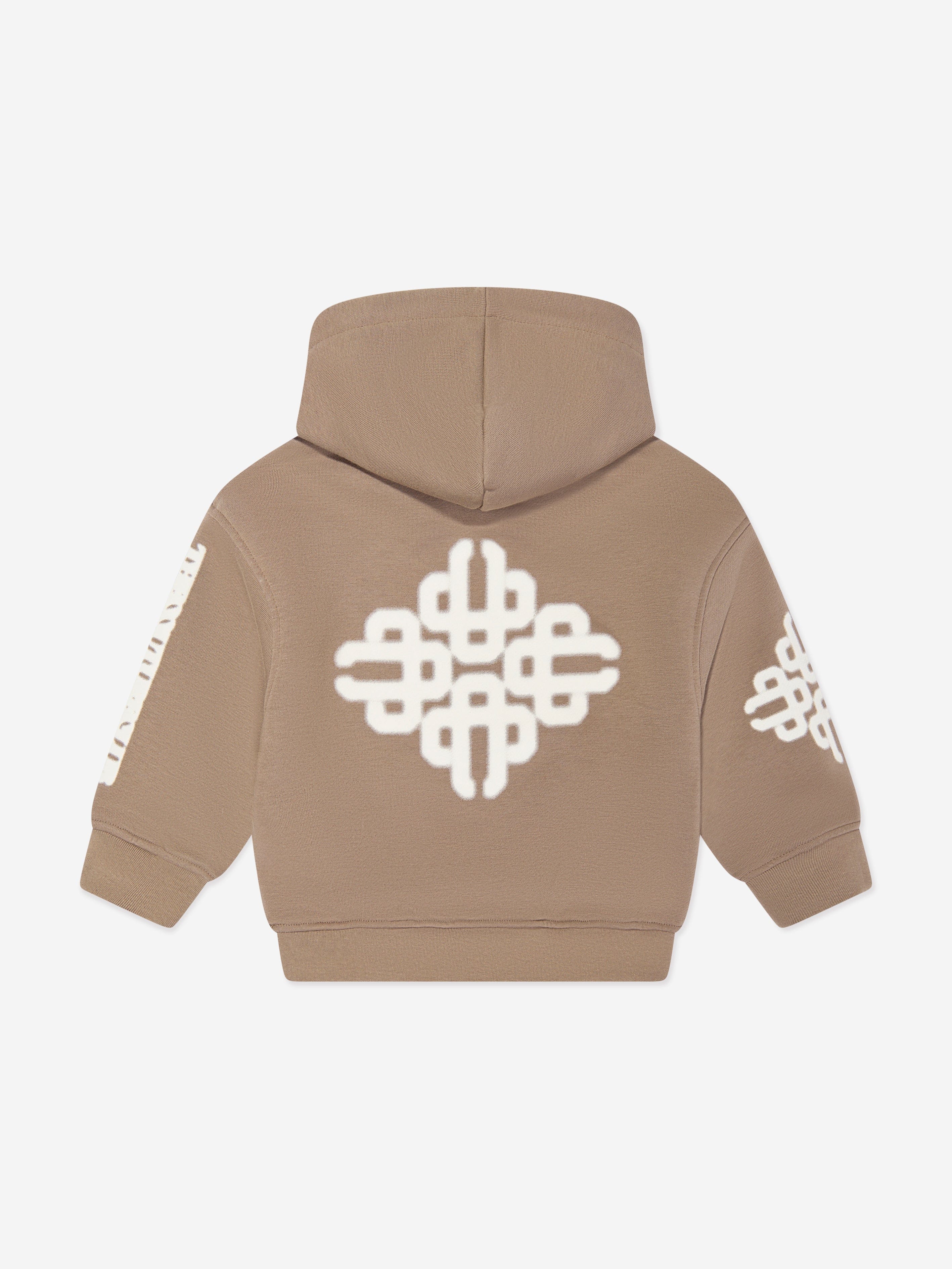 The Couture Club Kids Blurred Graphic Emblem Hoodie in Brown