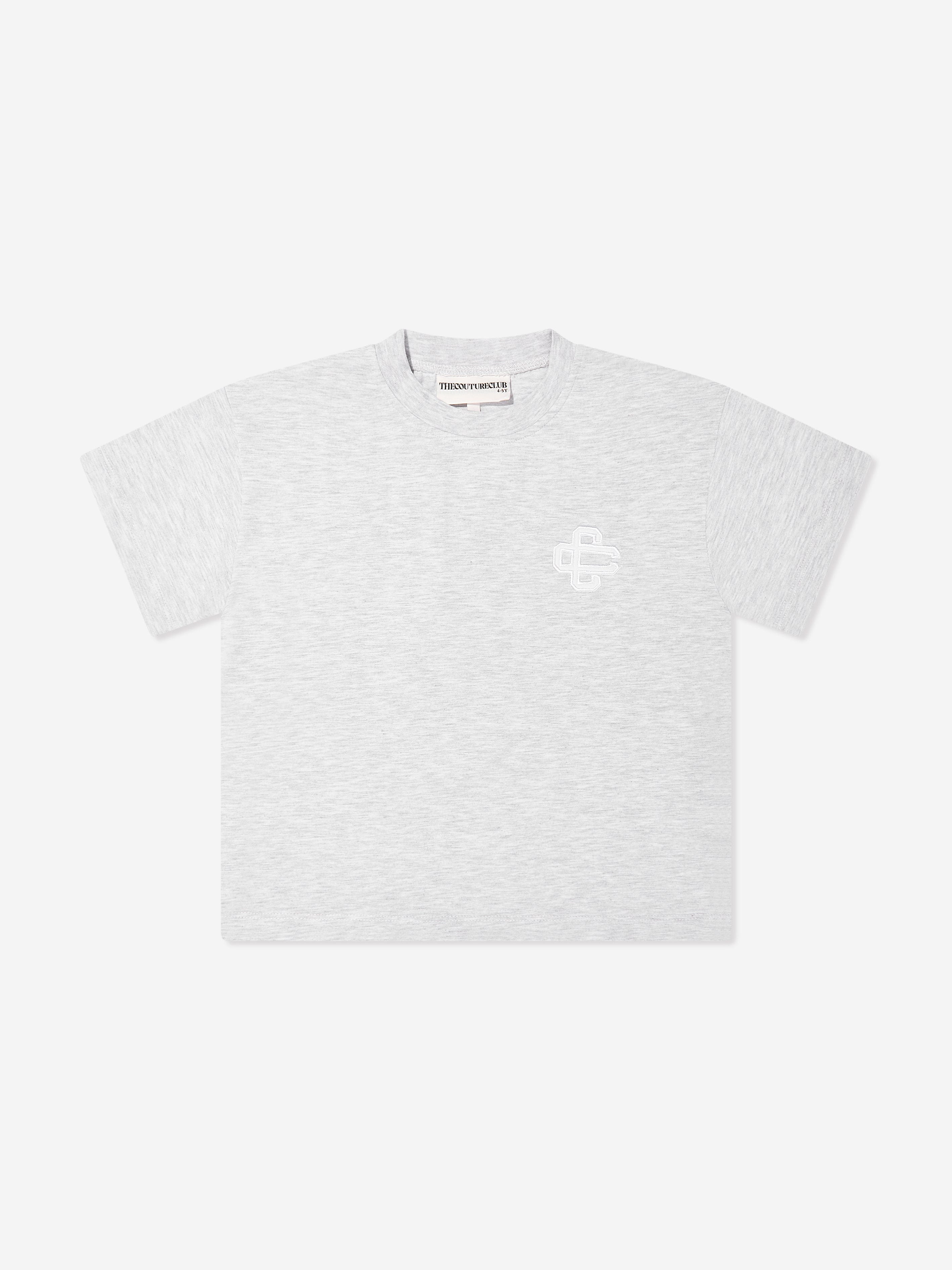 Kids Emblem Applique T-Shirt in Grey