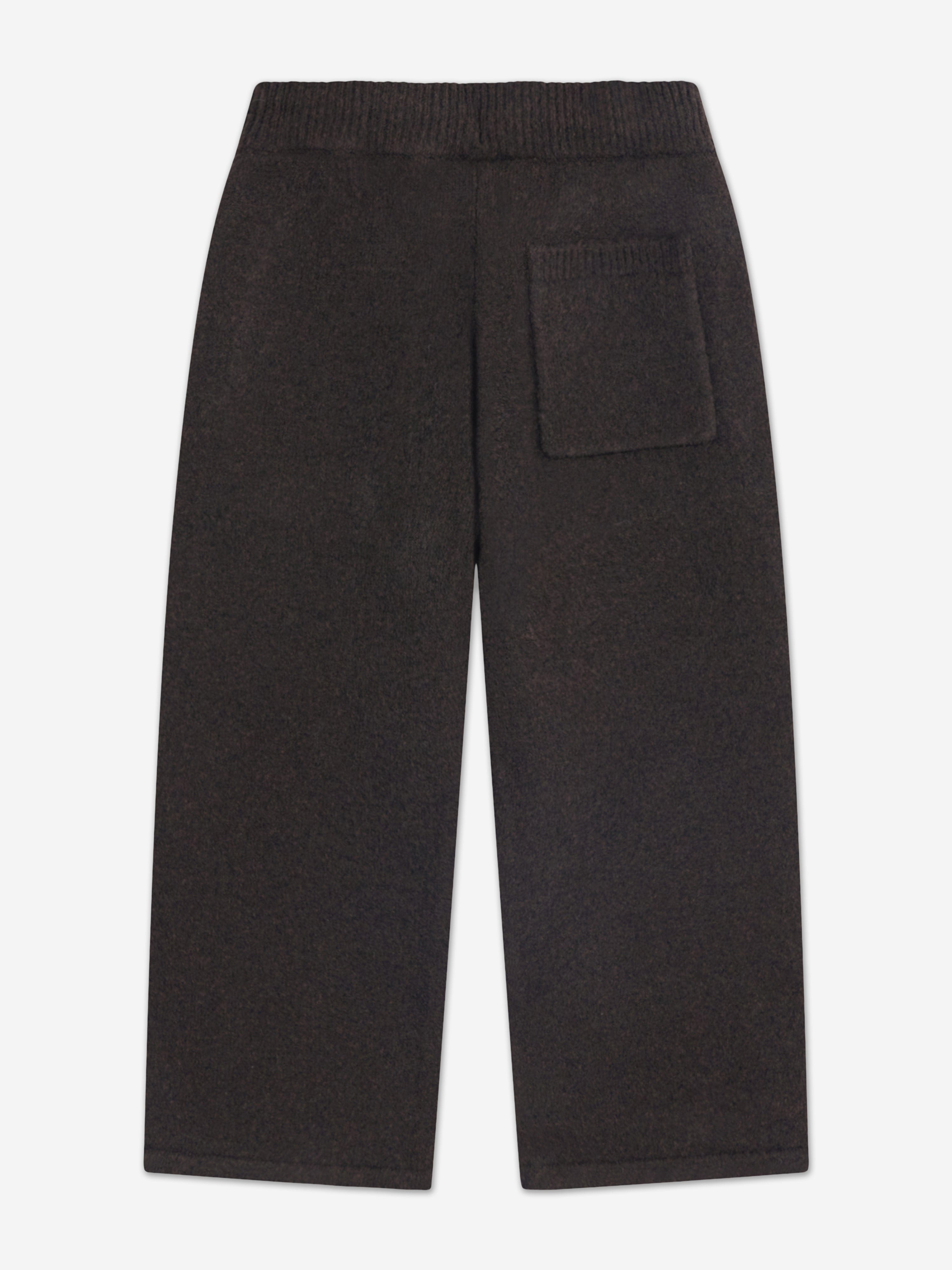 The Couture Club Kids Monogram Emblem Fluffy Knit Joggers in Brown