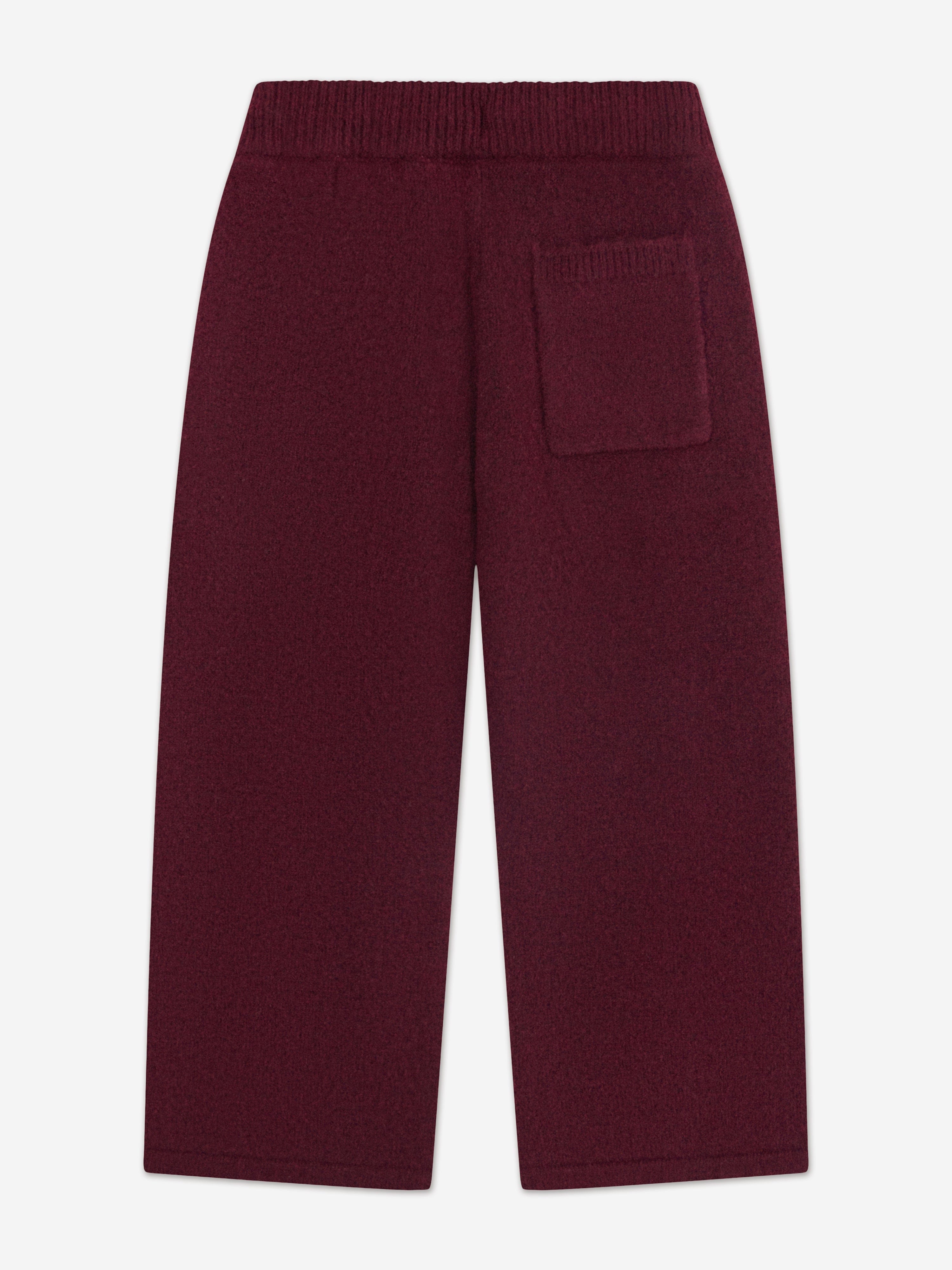 The Couture Club Kids Monogram Emblem Fluffy Knit Joggers in Red