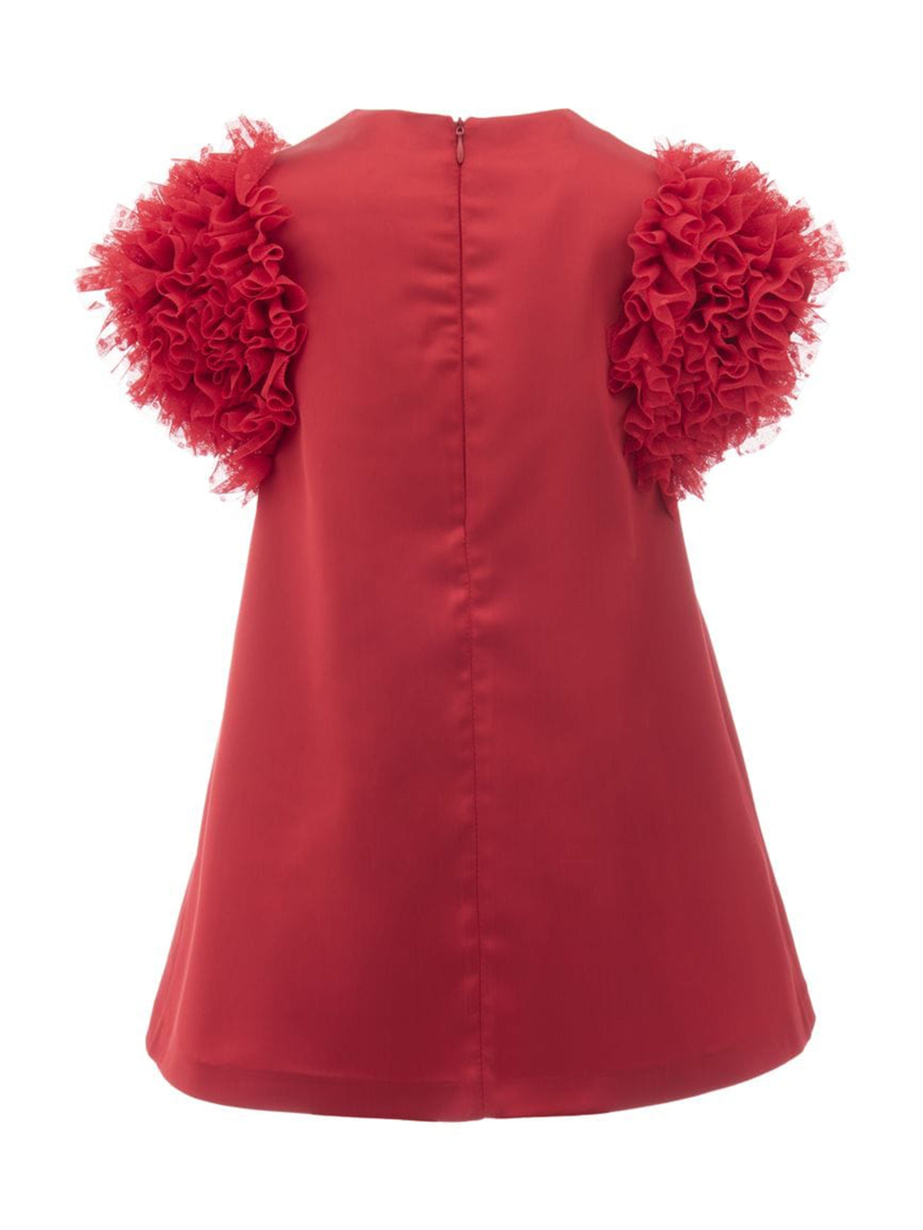 Red Ruffle Sleeve Dress