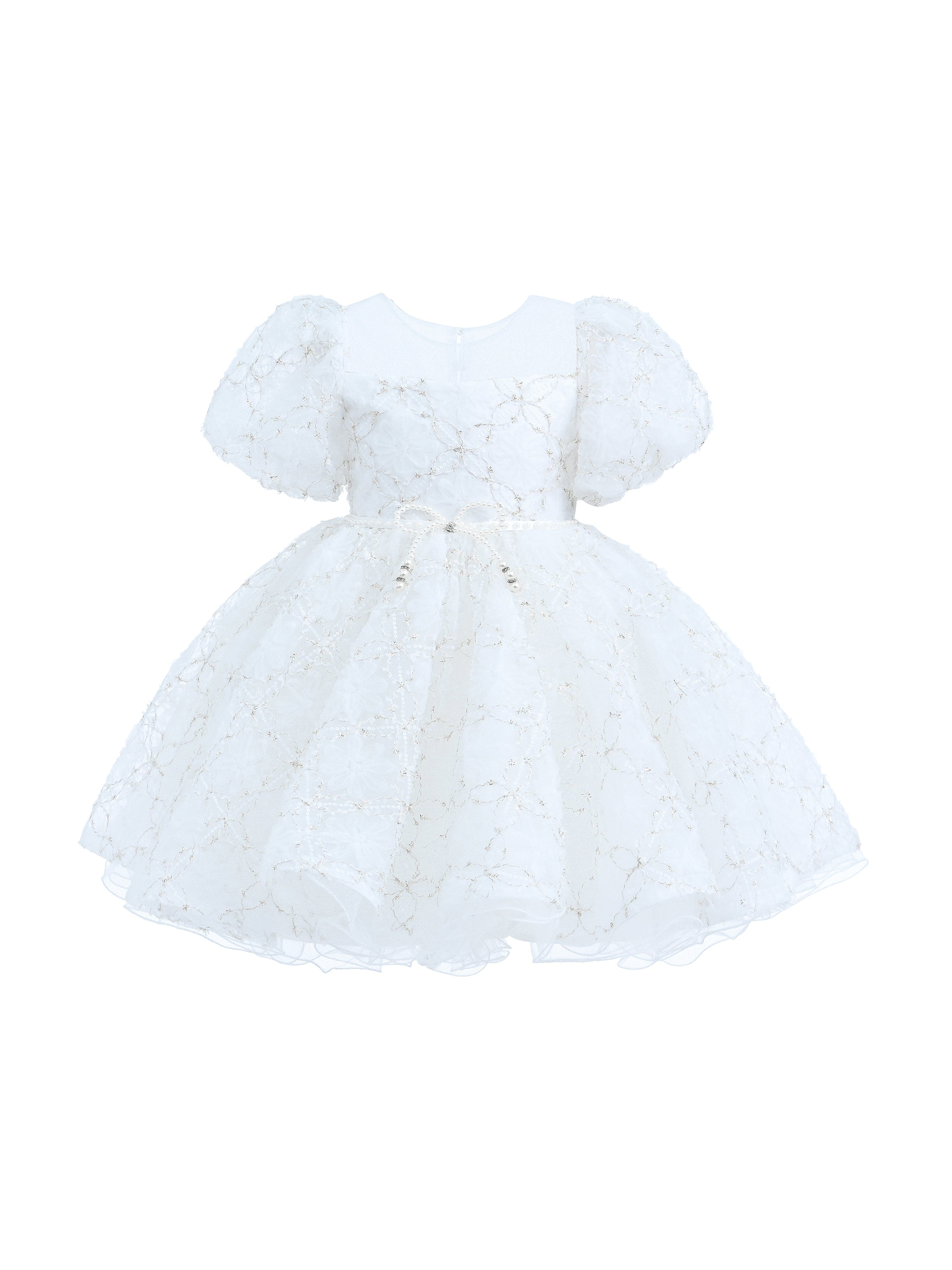 White Laced Tulle Flower Wynfair Dress
