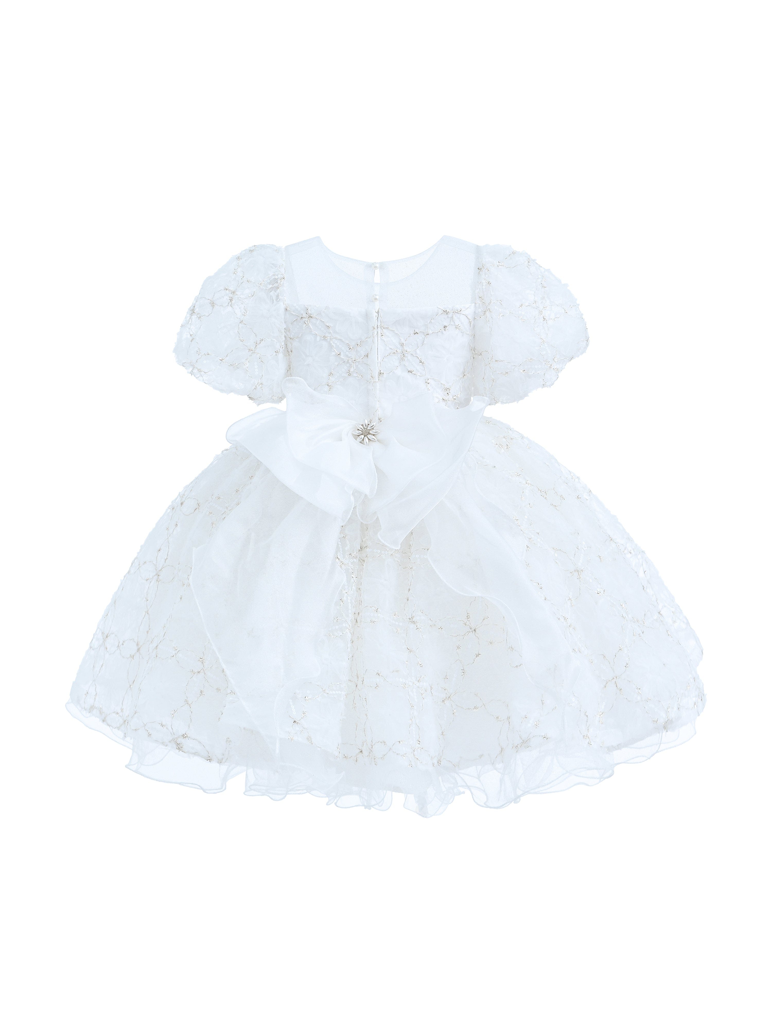 White Laced Tulle Flower Wynfair Dress