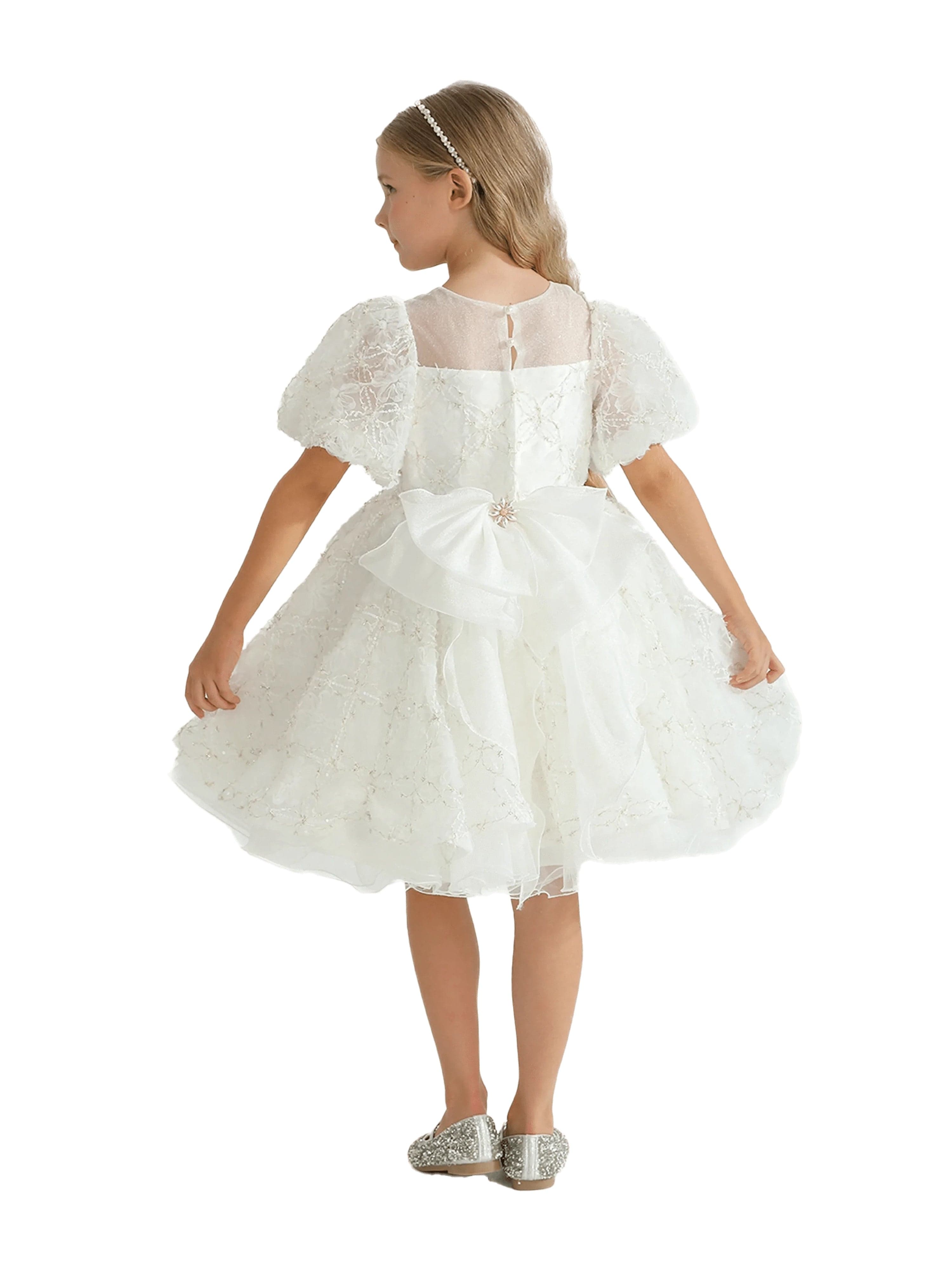 White Laced Tulle Flower Wynfair Dress