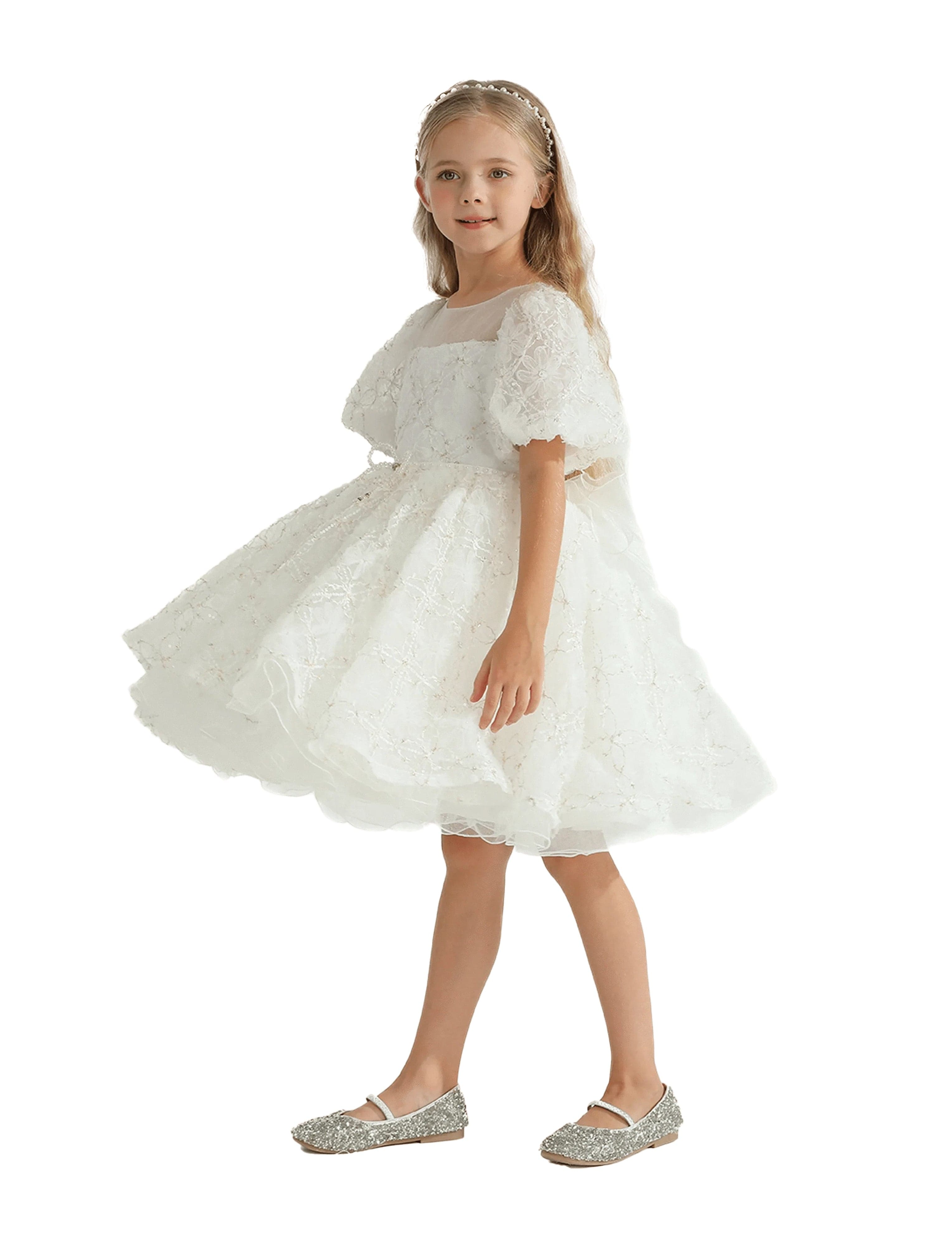 White Laced Tulle Flower Wynfair Dress