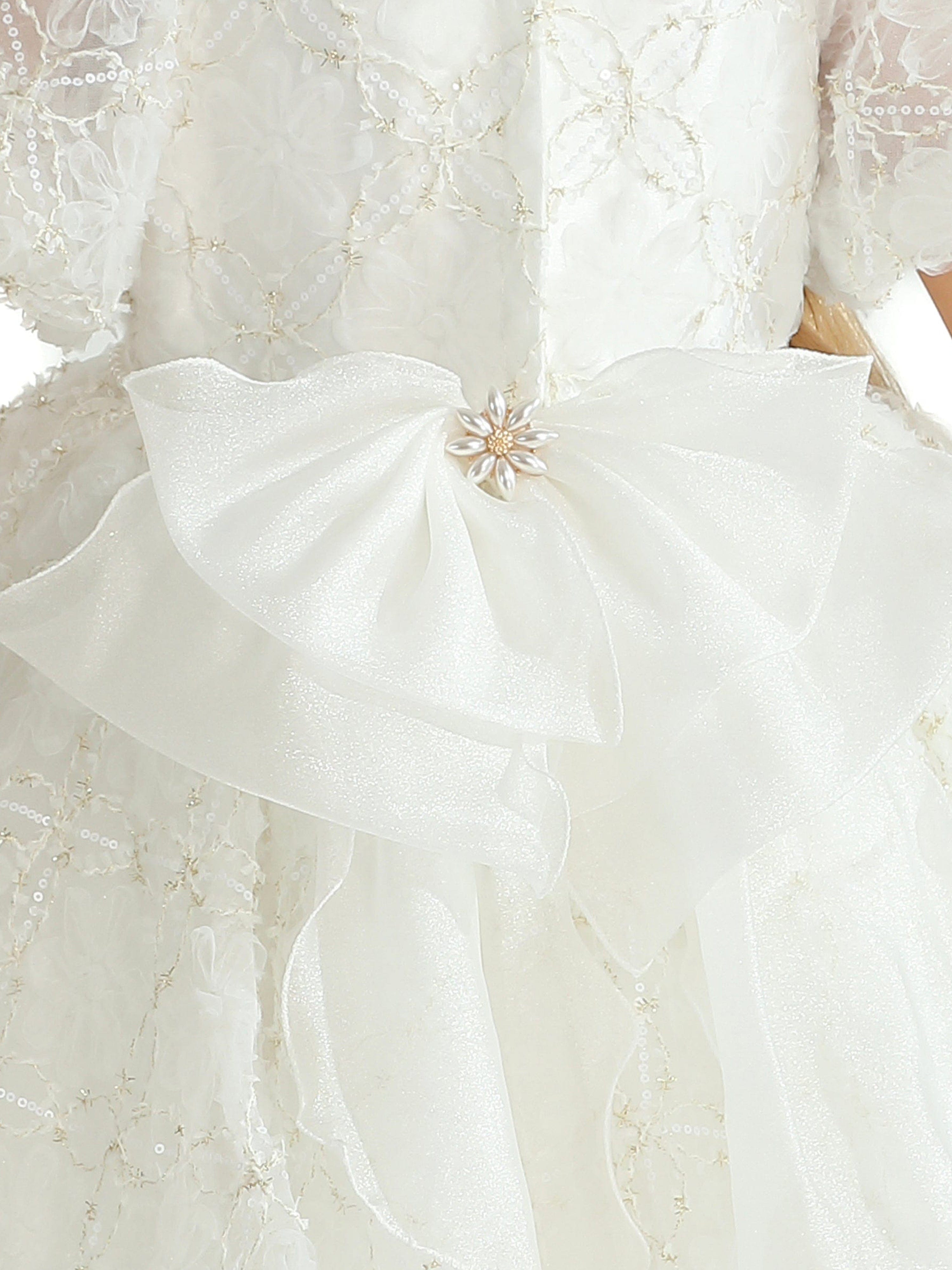 White Laced Tulle Flower Wynfair Dress