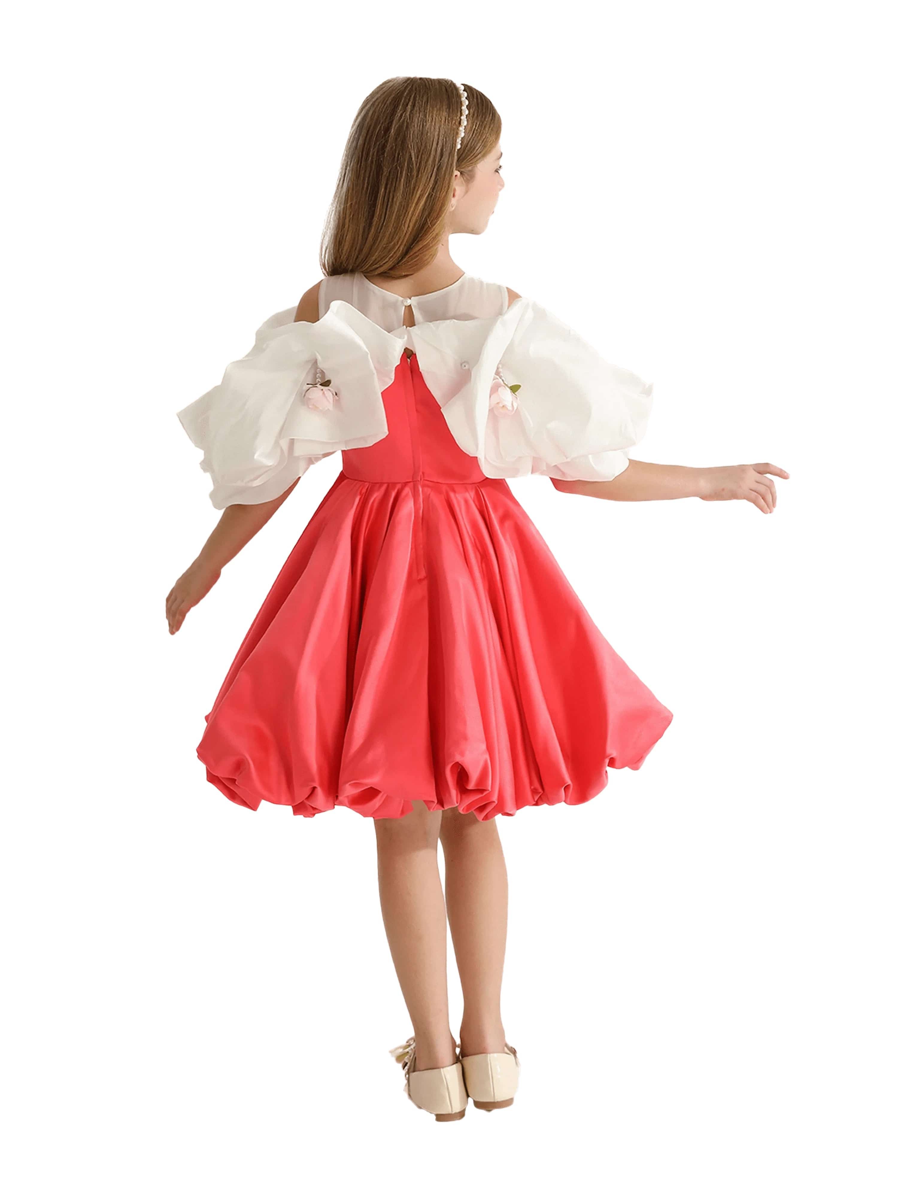 Red Silhouette White Sleeve Isadora Dress
