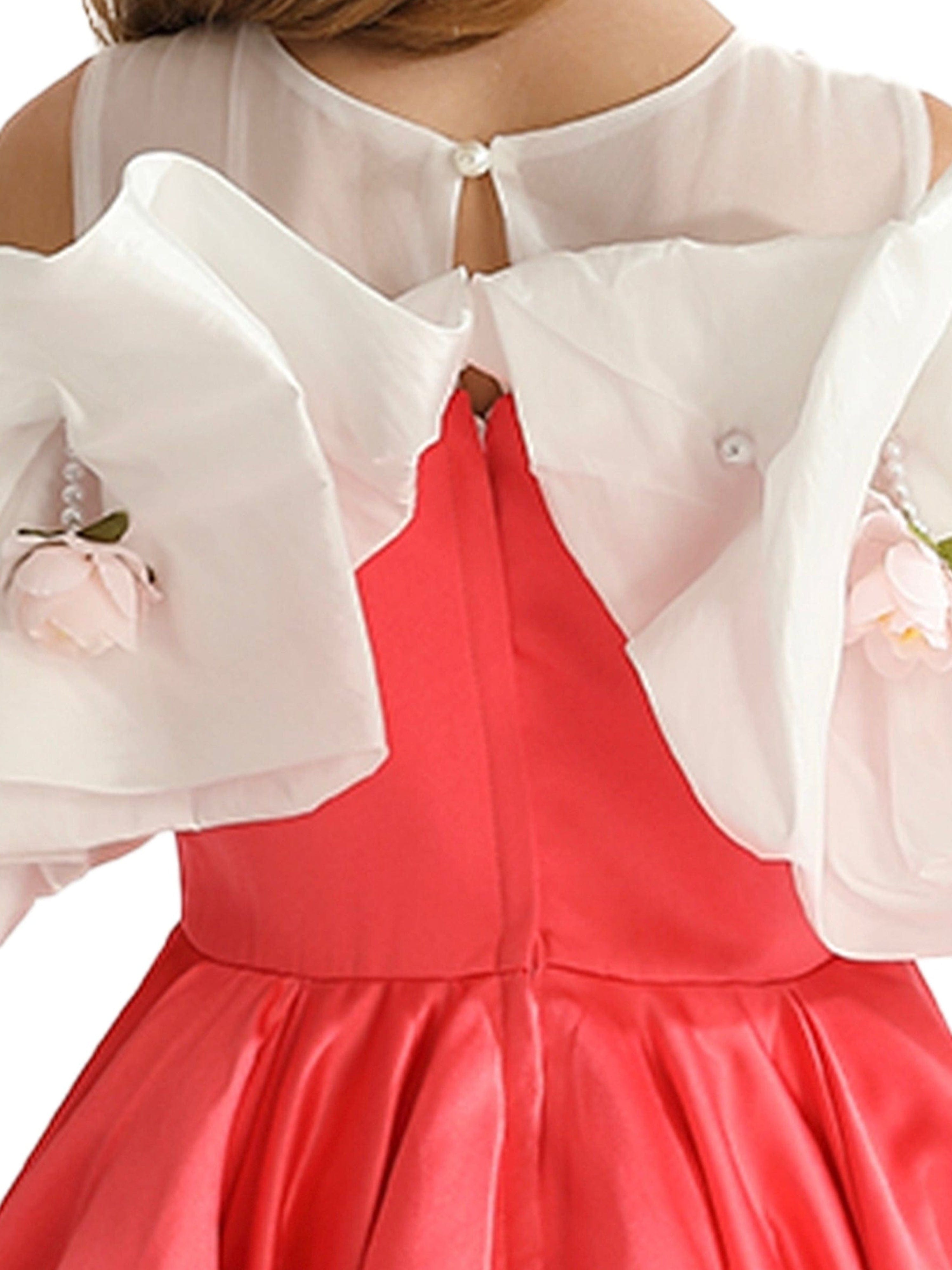 Red Silhouette White Sleeve Isadora Dress