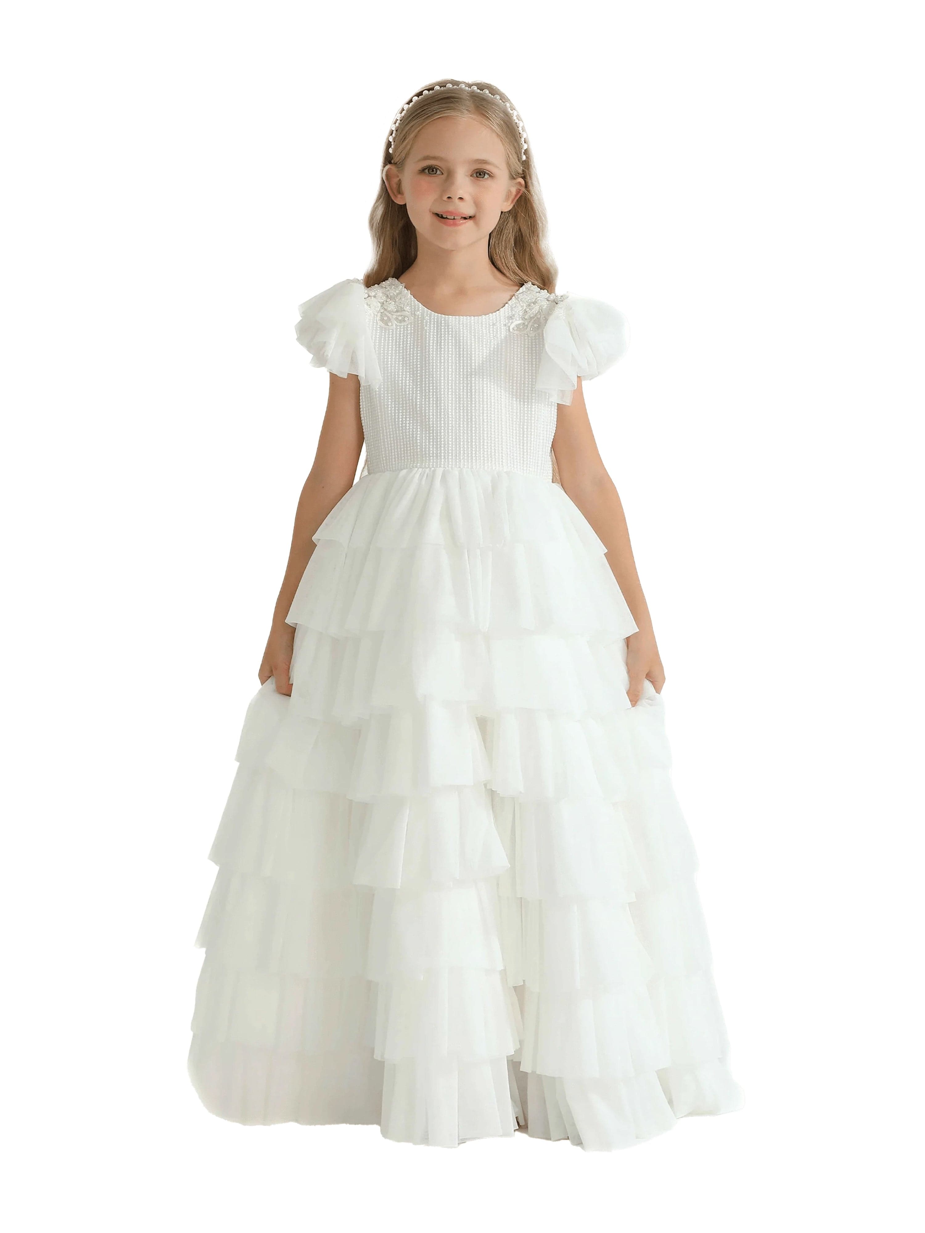 White Layered Tulle Abbyfield Dress
