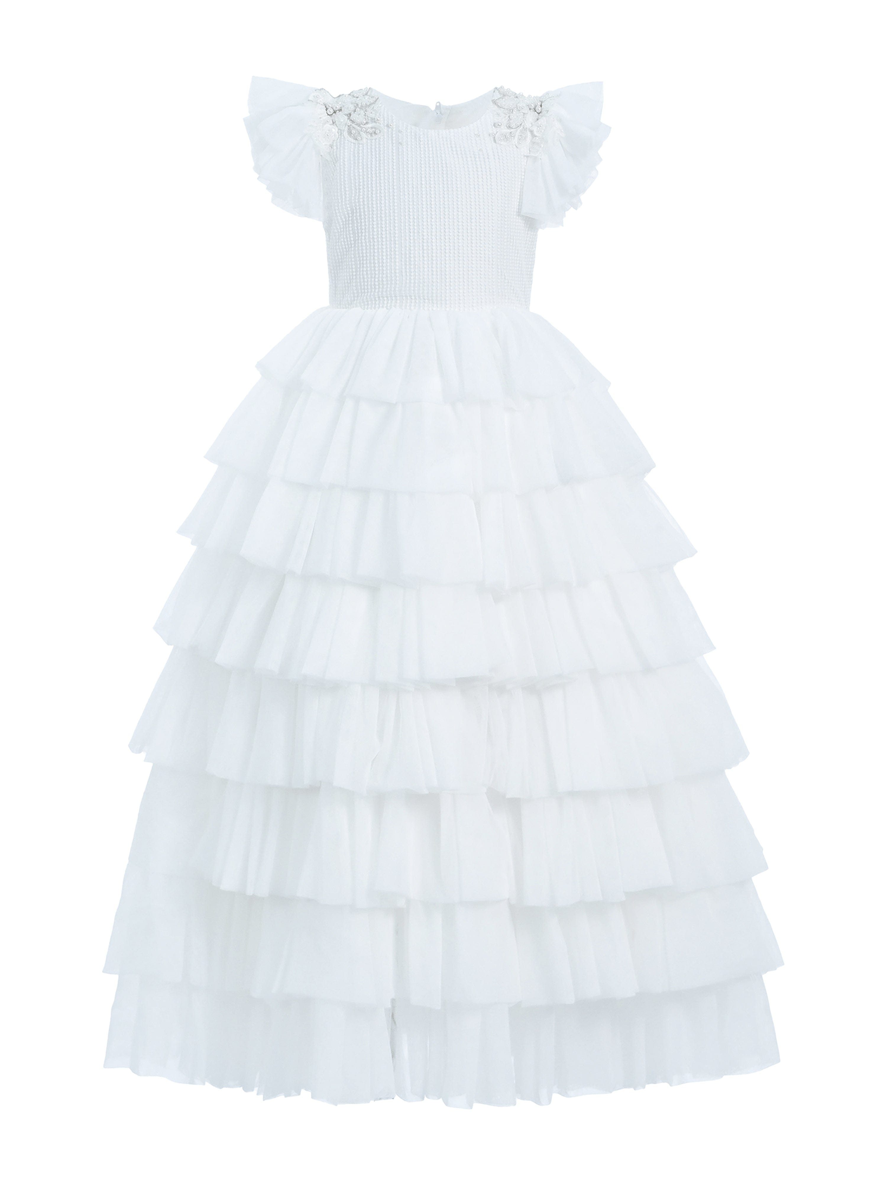 White Layered Tulle Abbyfield Dress
