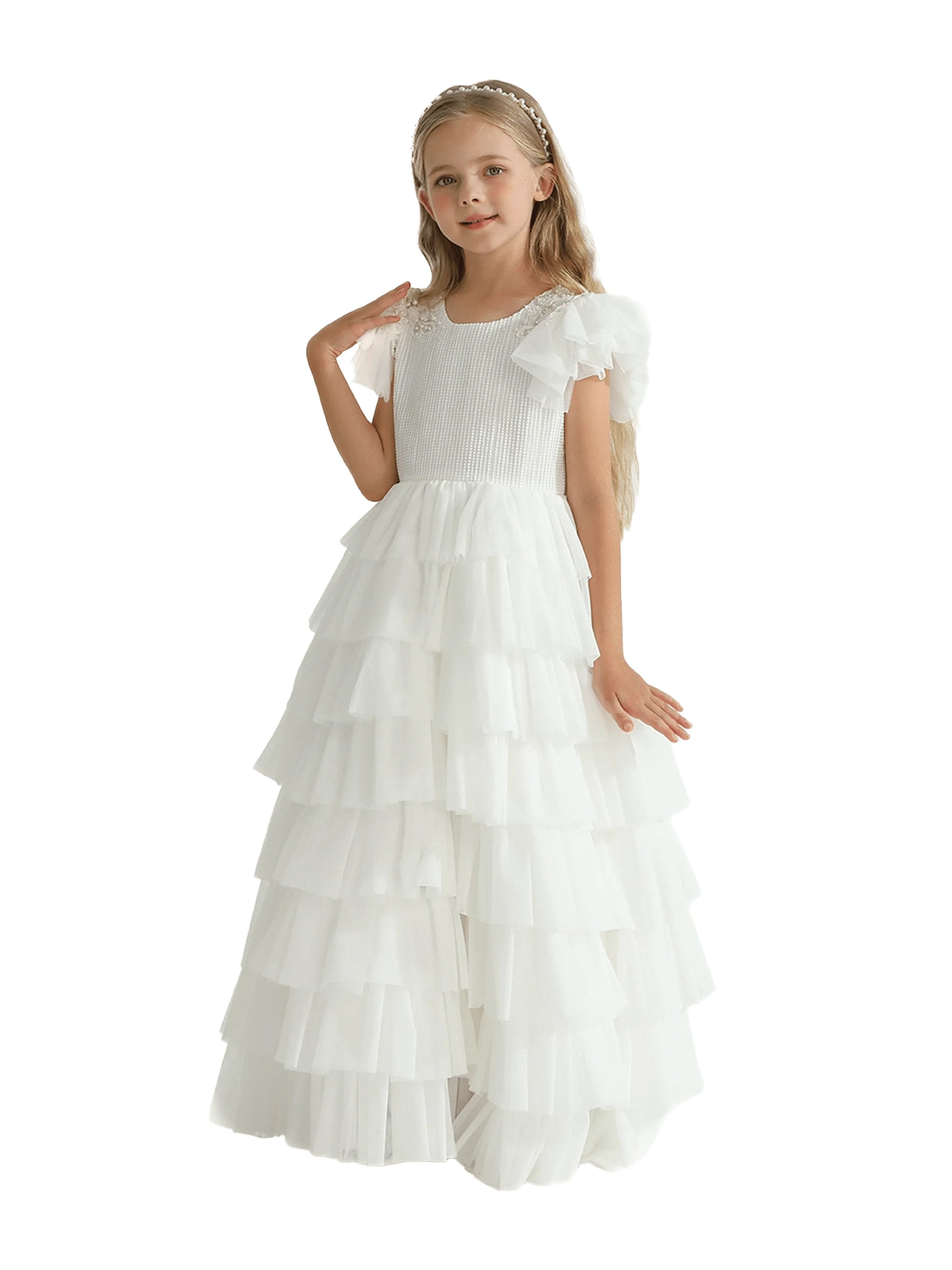White Layered Tulle Abbyfield Dress