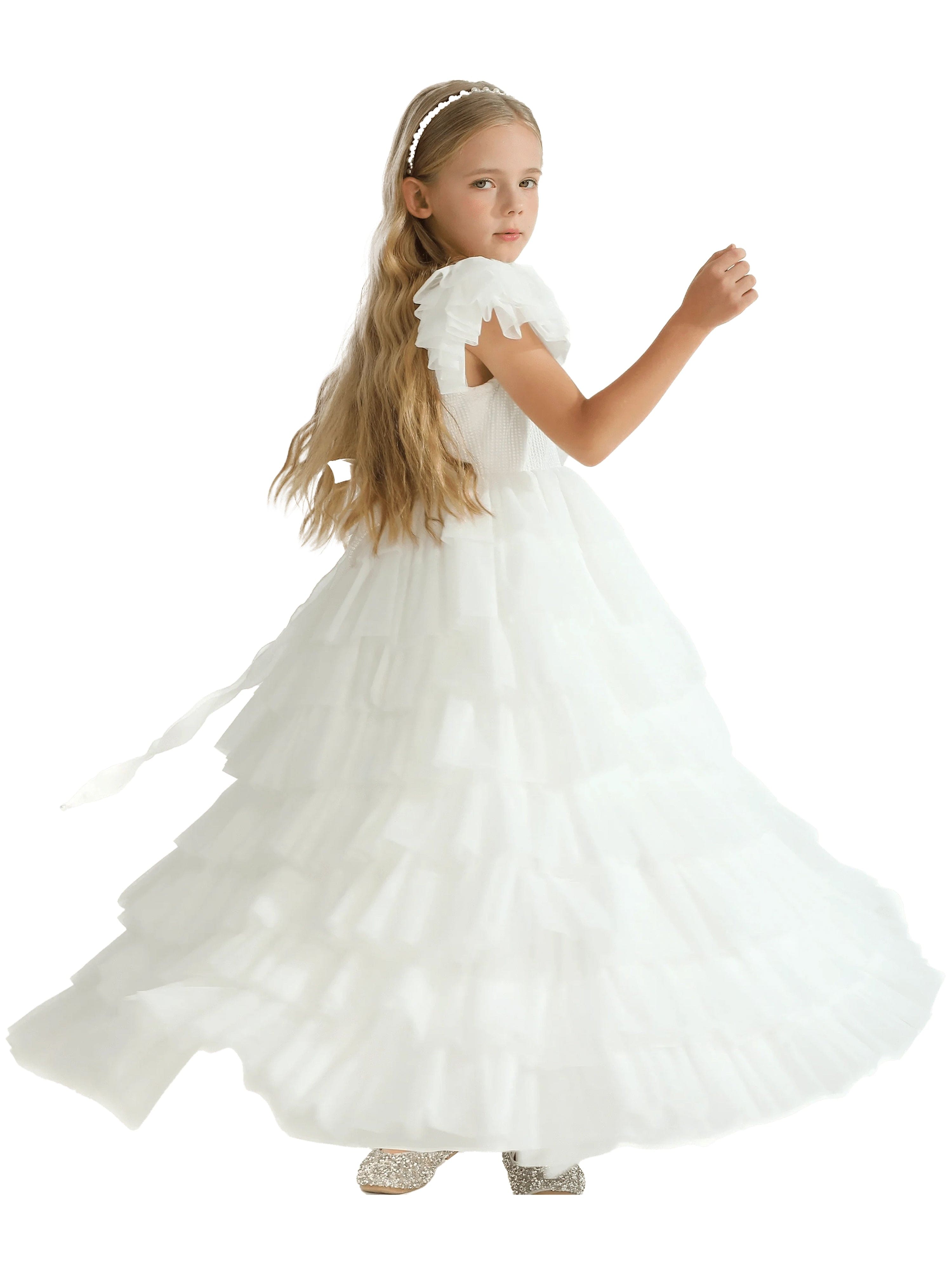 White Layered Tulle Abbyfield Dress