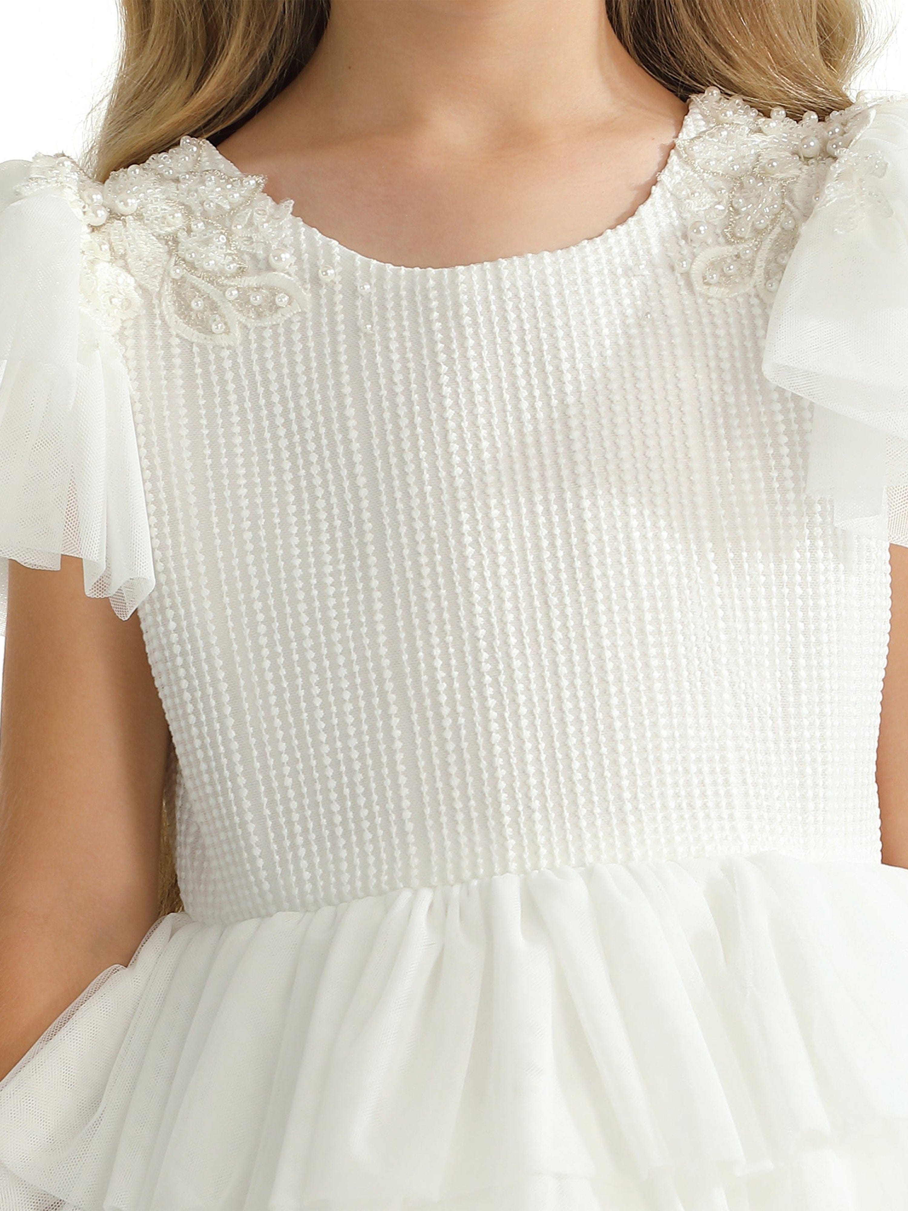 White Layered Tulle Abbyfield Dress