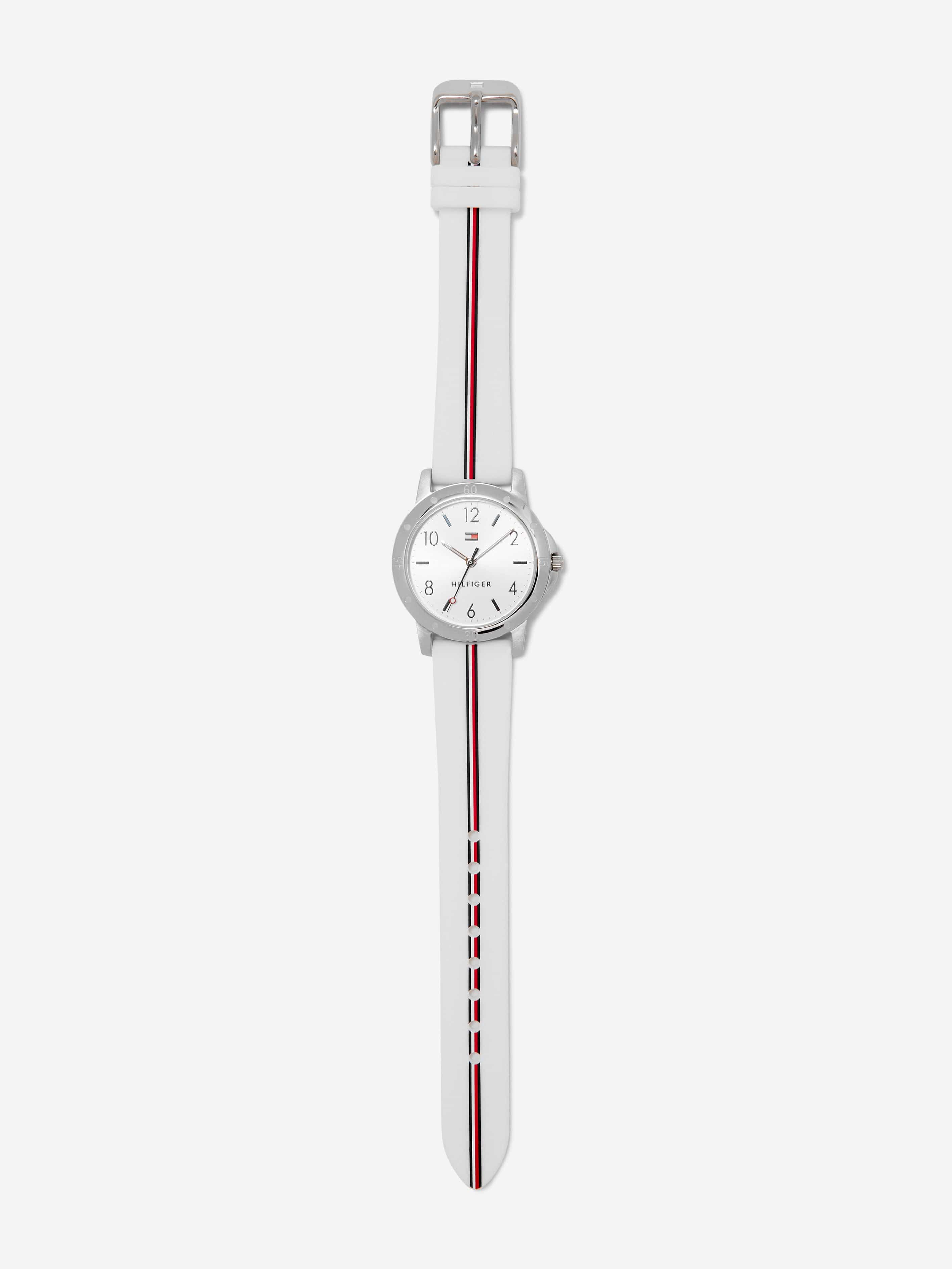 Tommy Hilfiger Girls Logo Strap Watch in White (32mm)