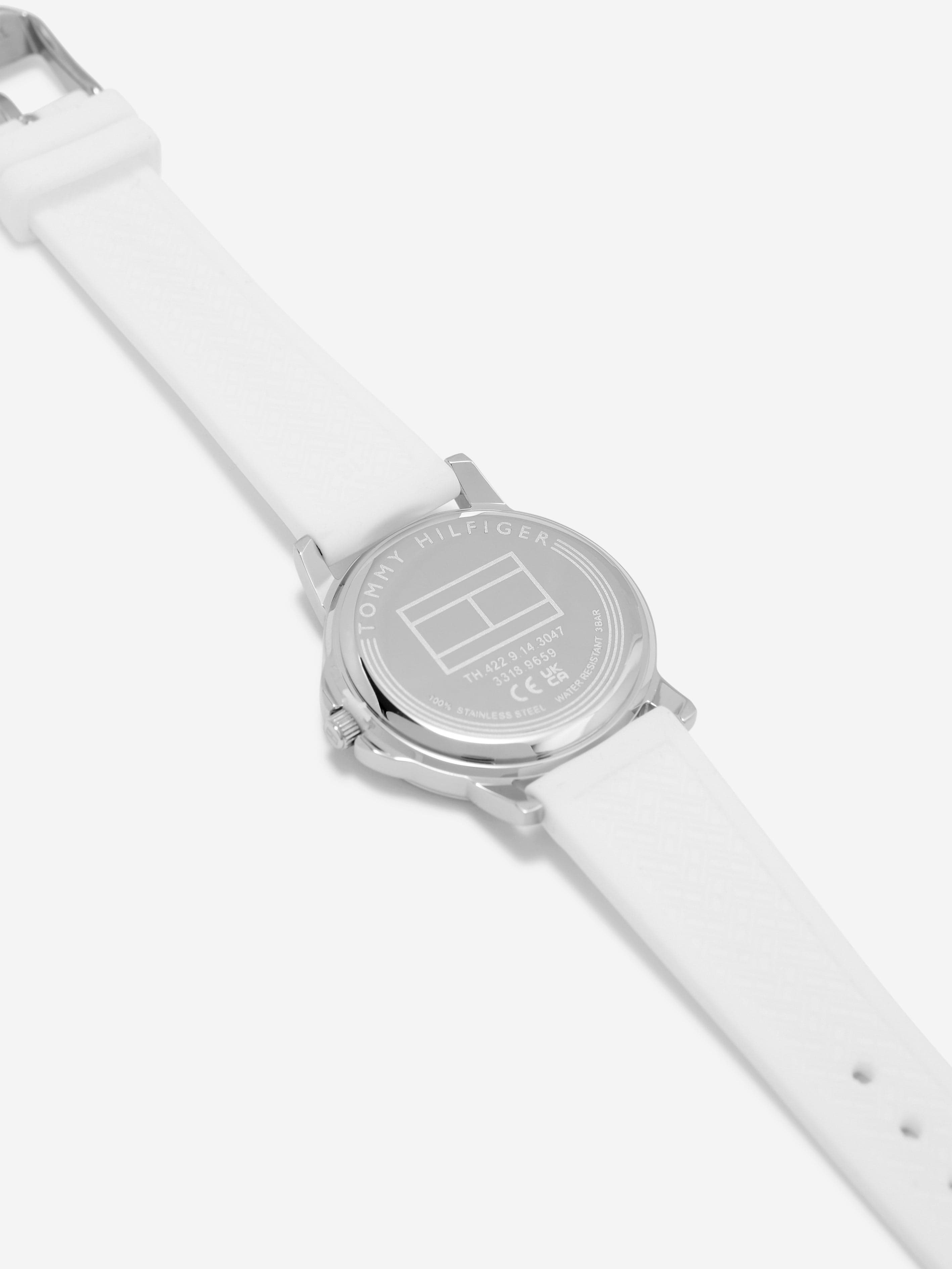 Tommy Hilfiger Girls Logo Strap Watch in White (32mm)